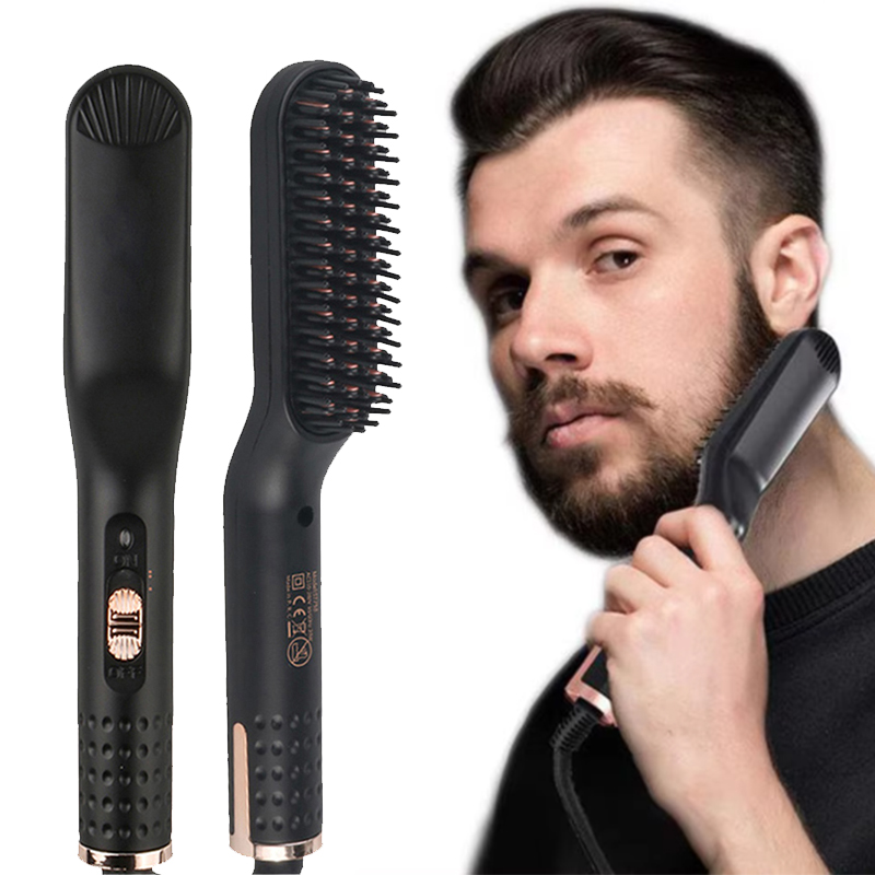 Portable Electric Beard Heated Styling Tool Hot Small Hair Straightener Brush Long And Short Quick Style Beard Comb For Men