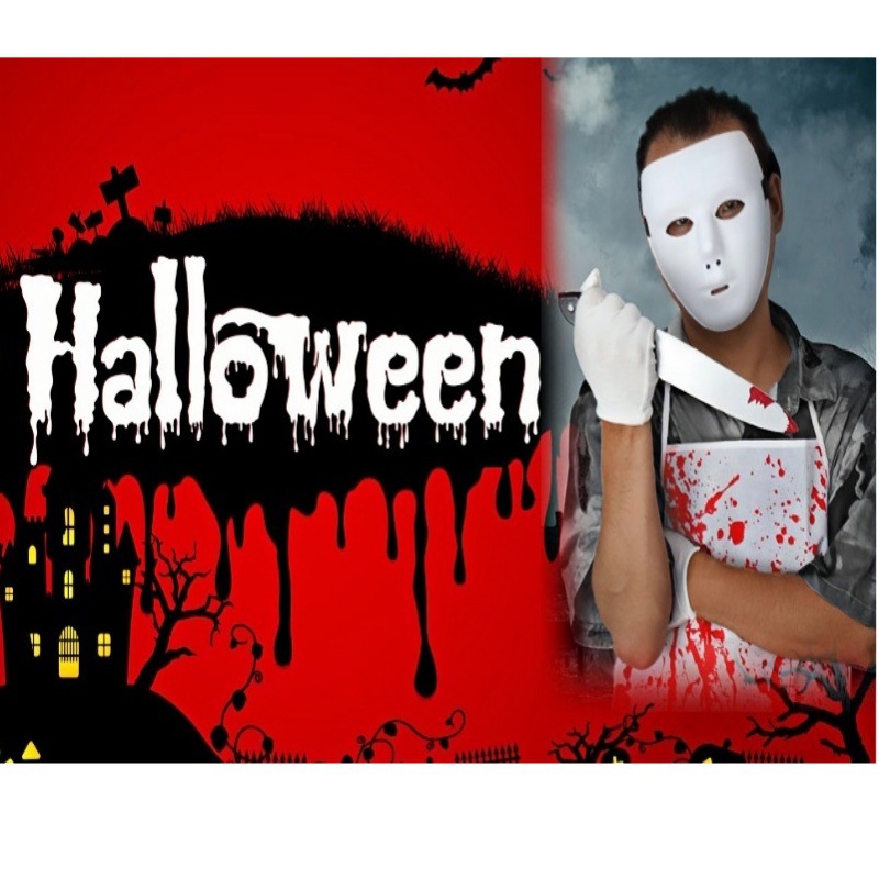 (B) Bloody Apron Horror Halloween Bloody Butcher Apron Set Horror Cosplay Costume Props