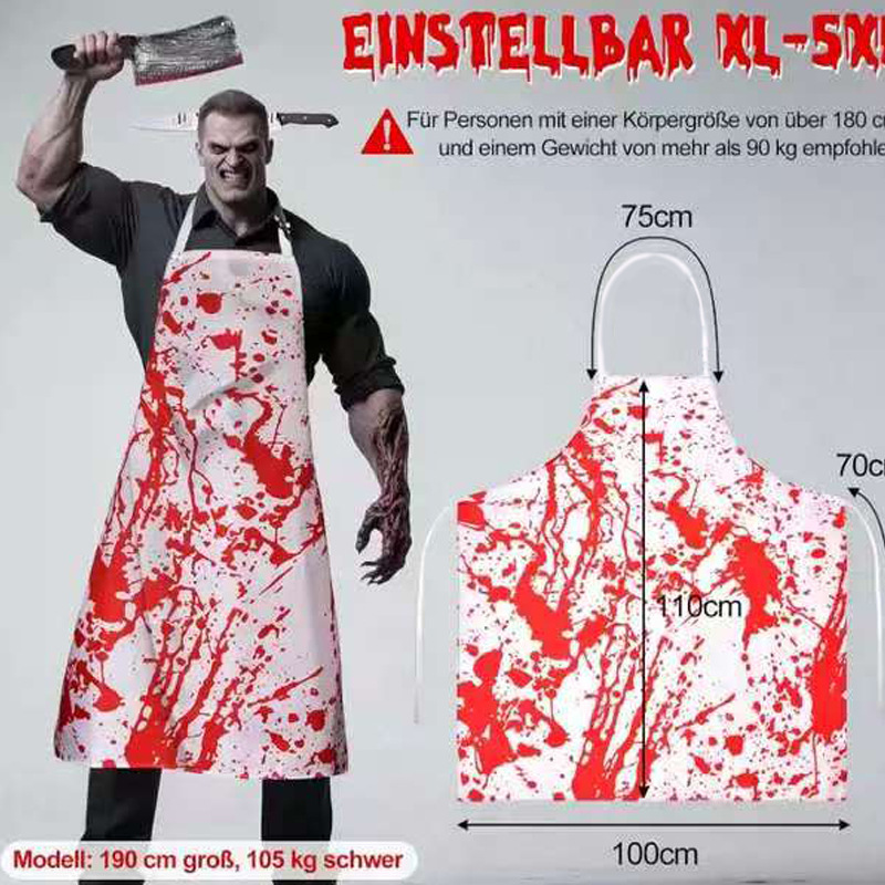 (B) Bloody Apron Horror Halloween Bloody Butcher Apron Set Horror Cosplay Costume Props