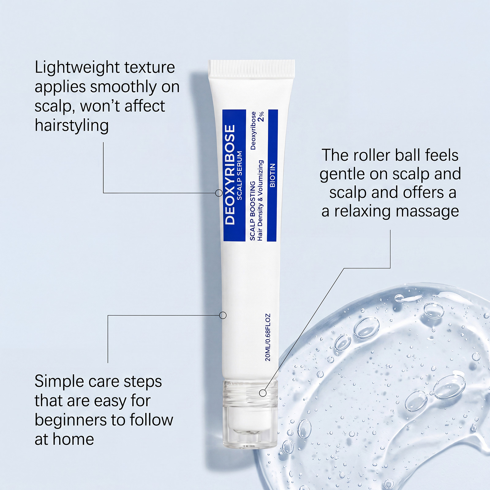 Scalp Essence Liquid Mild Fluffy Nourish Smooth Fresh Texture Easy Apply Convenient Roller Repair Hair Strands