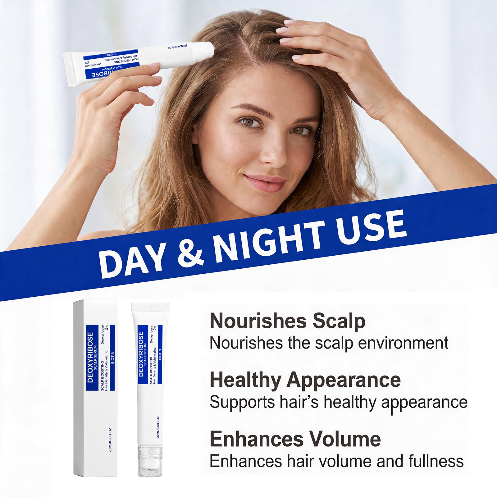 Scalp Essence Liquid Mild Fluffy Nourish Smooth Fresh Texture Easy Apply Convenient Roller Repair Hair Strands