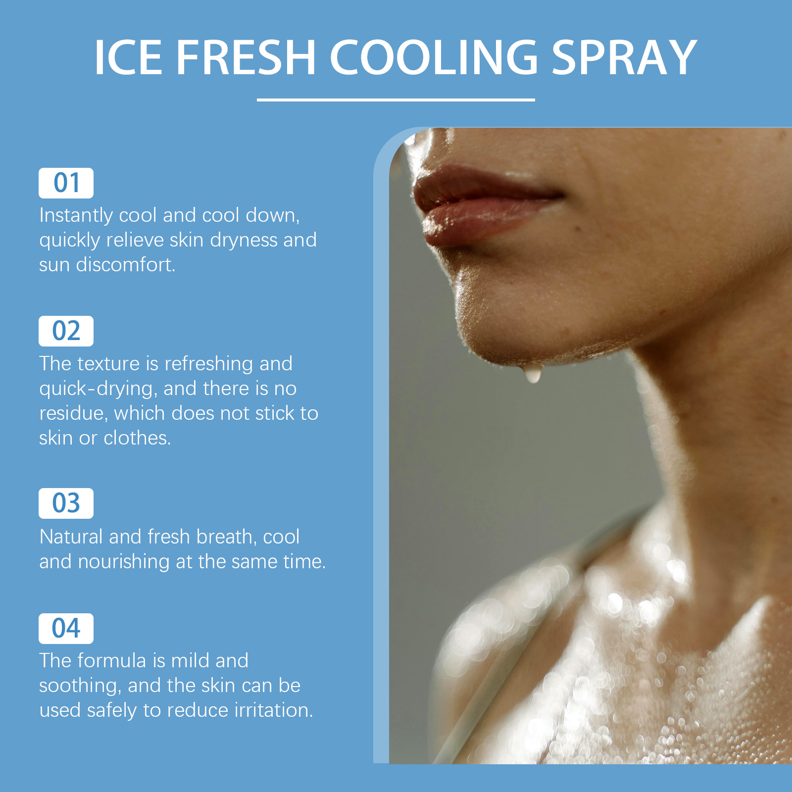Cooling Facial Mist Instant Refreshing Non Sticky Easy Carry Mild Gentle Hydrating Skin Care Spray