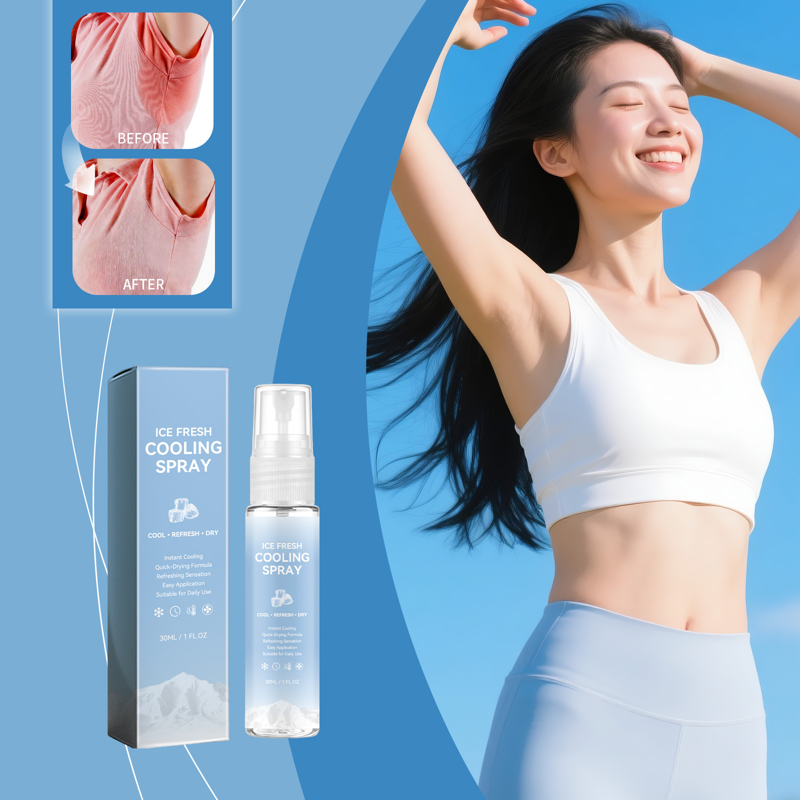 Cooling Facial Mist Instant Refreshing Non Sticky Easy Carry Mild Gentle Hydrating Skin Care Spray
