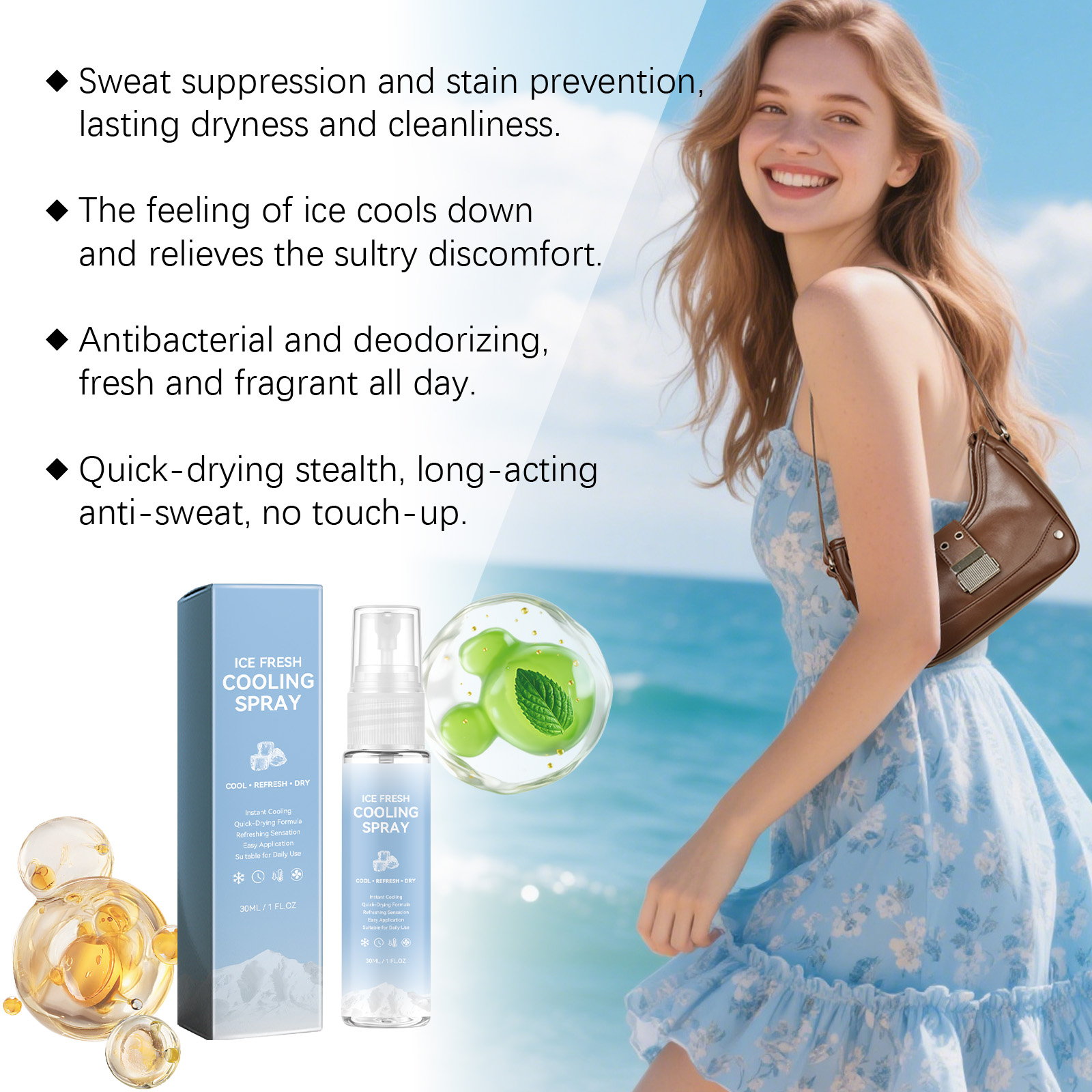 Cooling Facial Mist Instant Refreshing Non Sticky Easy Carry Mild Gentle Hydrating Skin Care Spray