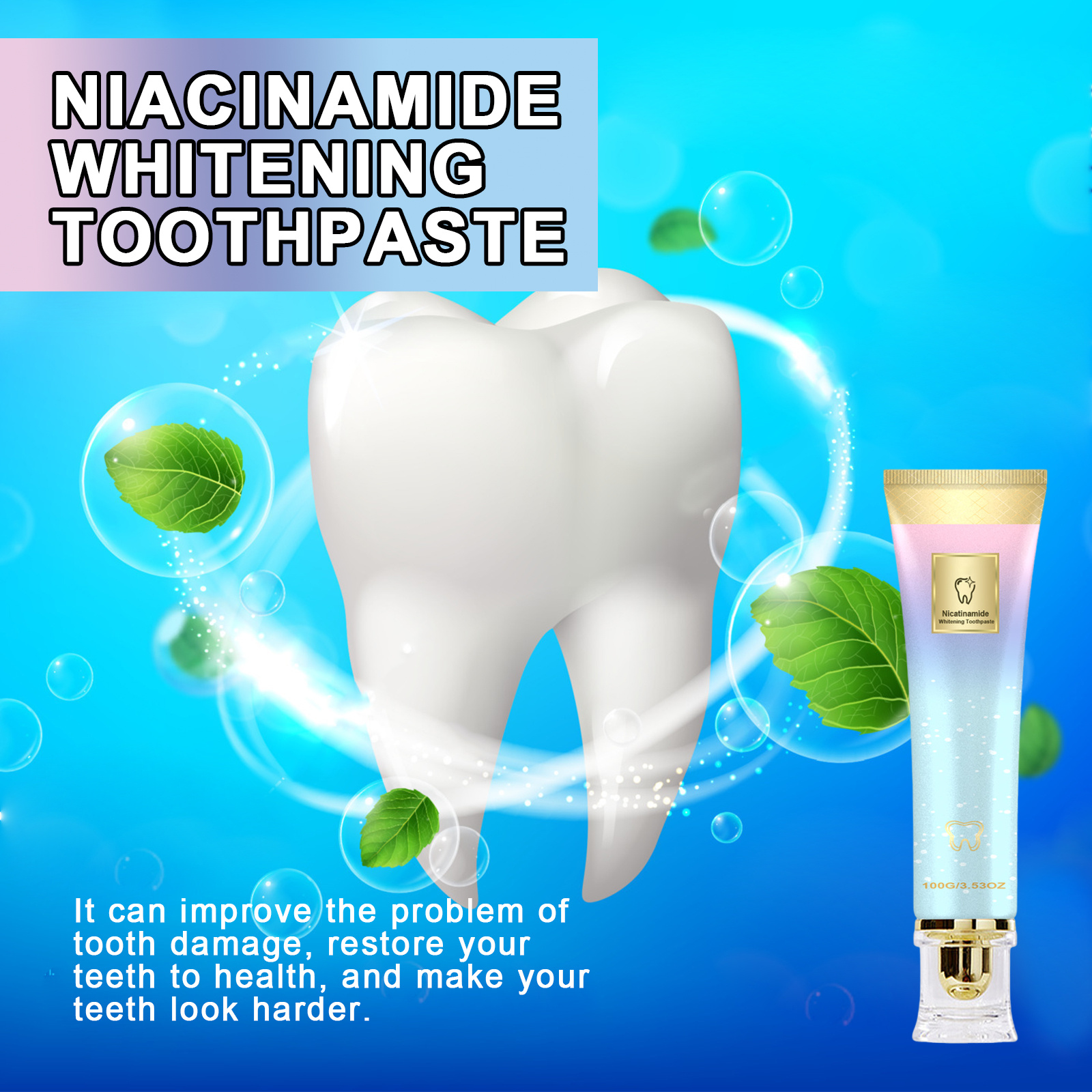 Whitening Toothpaste Mild Cleansing Teeth Brightening Gum Protection Fresh Breath Remove Stains Yellow Tartar Gentle Care Oral Beautify