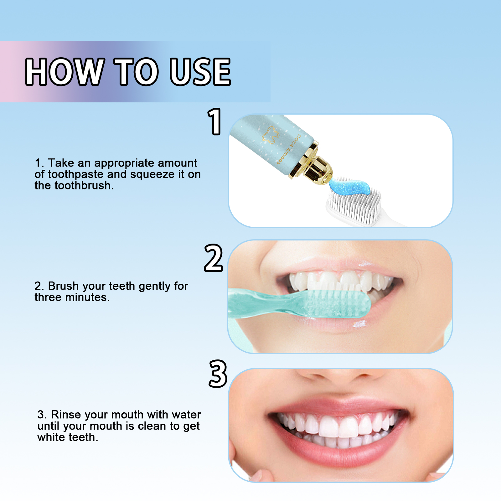 Whitening Toothpaste Mild Cleansing Teeth Brightening Gum Protection Fresh Breath Remove Stains Yellow Tartar Gentle Care Oral Beautify