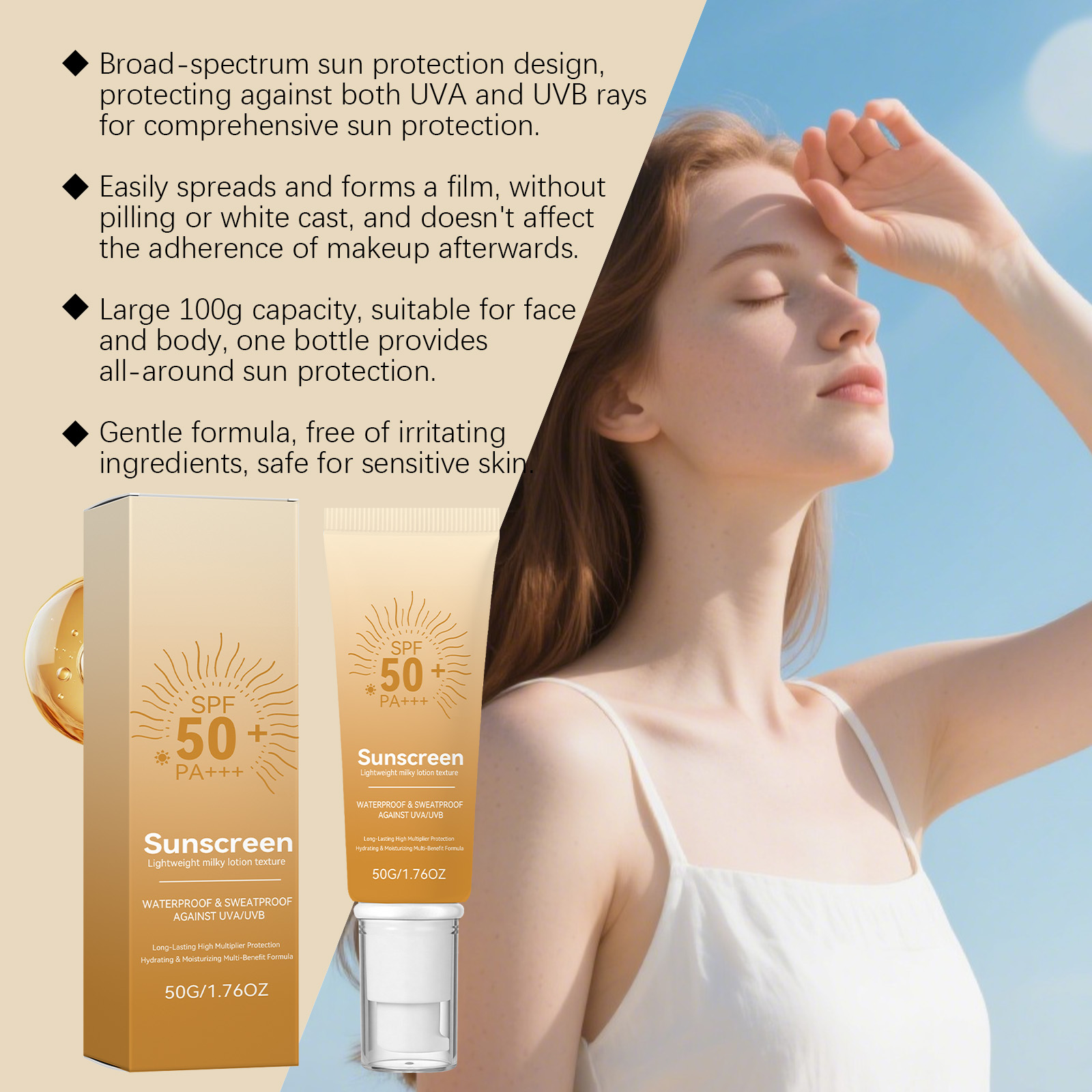 Moisturizing Protection Cream Lightweight Hydrating Refreshing NonSticky Body Skin Summer Outdoor Care Gentle Soft Smooth Fresh Daily Skin Barrier