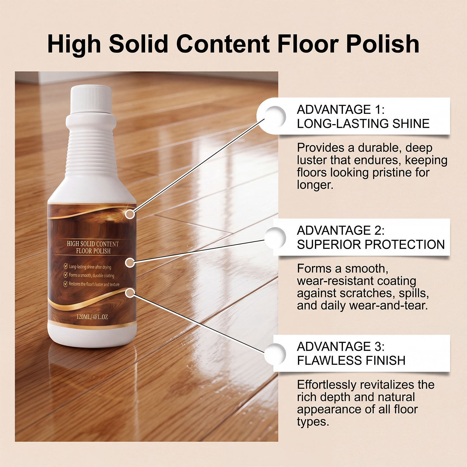 Floor Polish Mild Effective Clean Scratches Dirt Purify Shine Bright Convenient Daily Care For Wooden Tile Surfaces
