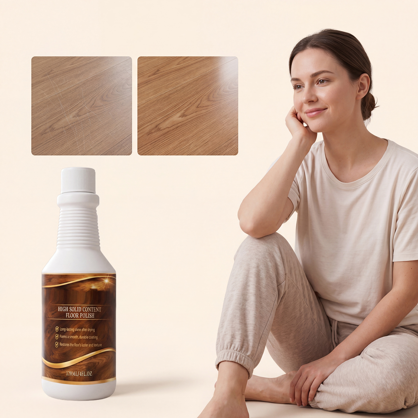 Floor Polish Mild Effective Clean Scratches Dirt Purify Shine Bright Convenient Daily Care For Wooden Tile Surfaces