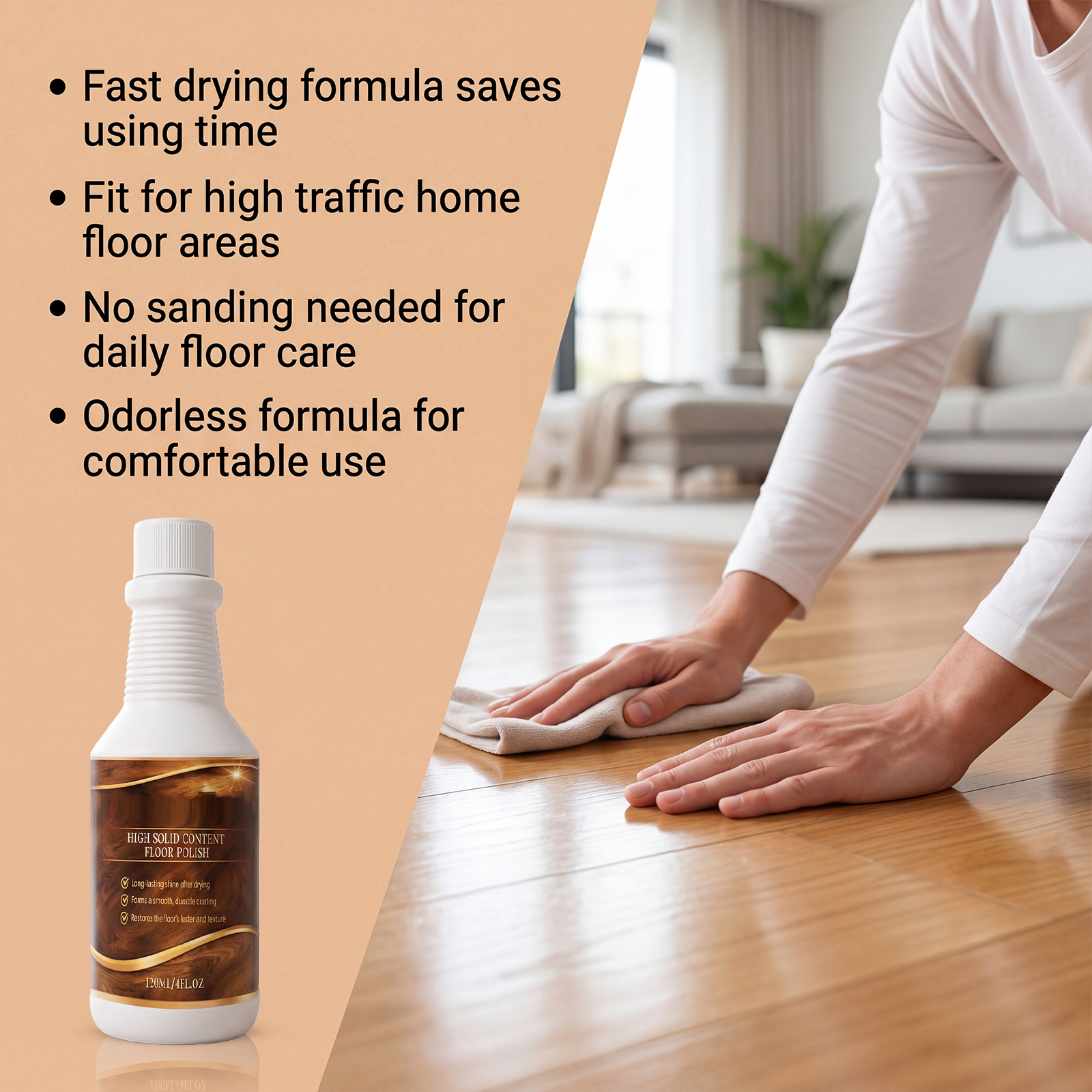 Floor Polish Mild Effective Clean Scratches Dirt Purify Shine Bright Convenient Daily Care For Wooden Tile Surfaces