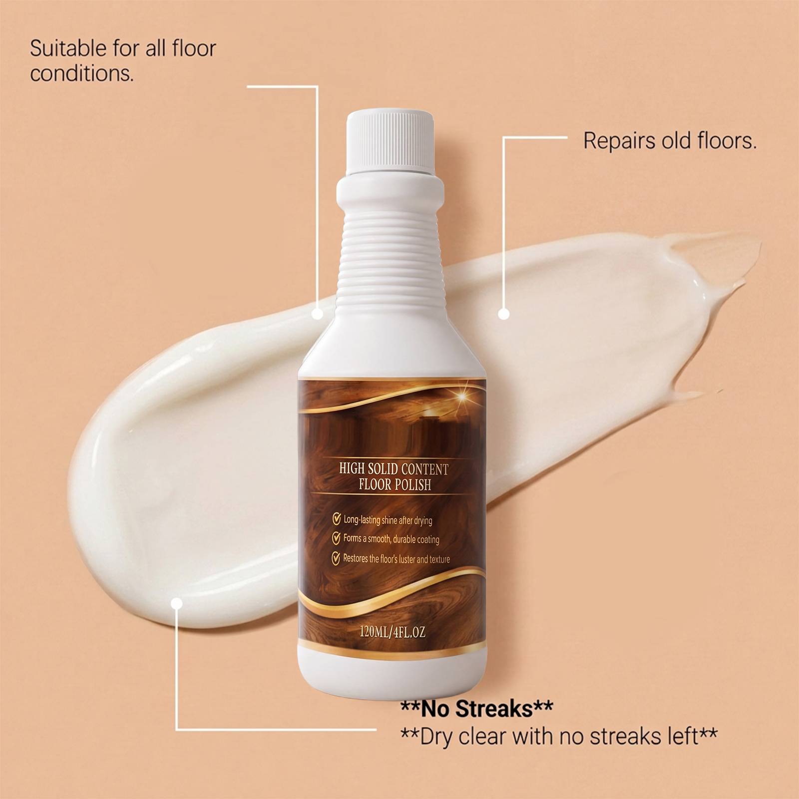 Floor Polish Mild Effective Clean Scratches Dirt Purify Shine Bright Convenient Daily Care For Wooden Tile Surfaces