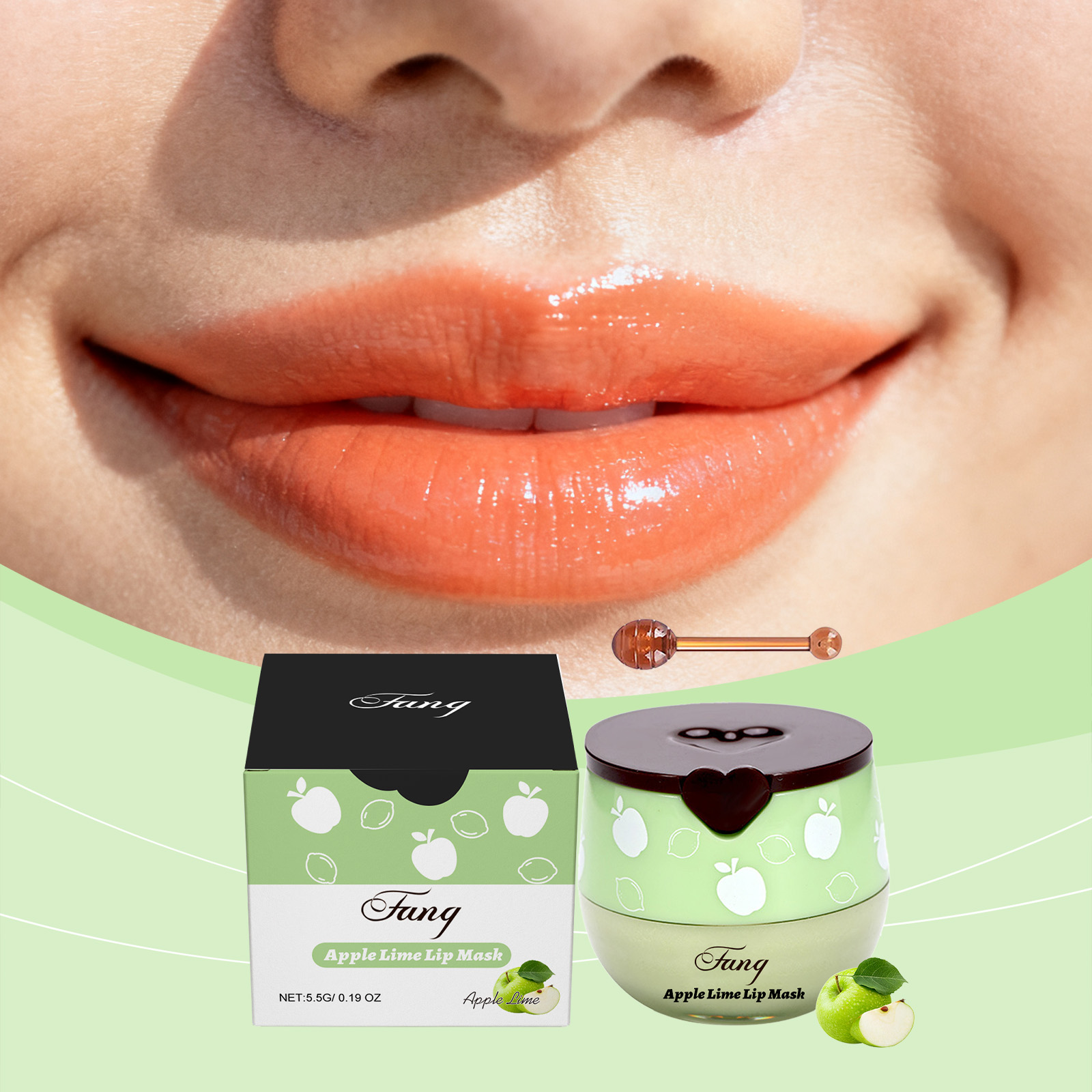 (Green Apple) Green Apple Moisturizing Lip Mask Mild Nourish Soft Lip Skin Fade Lines Daily Coating Care
