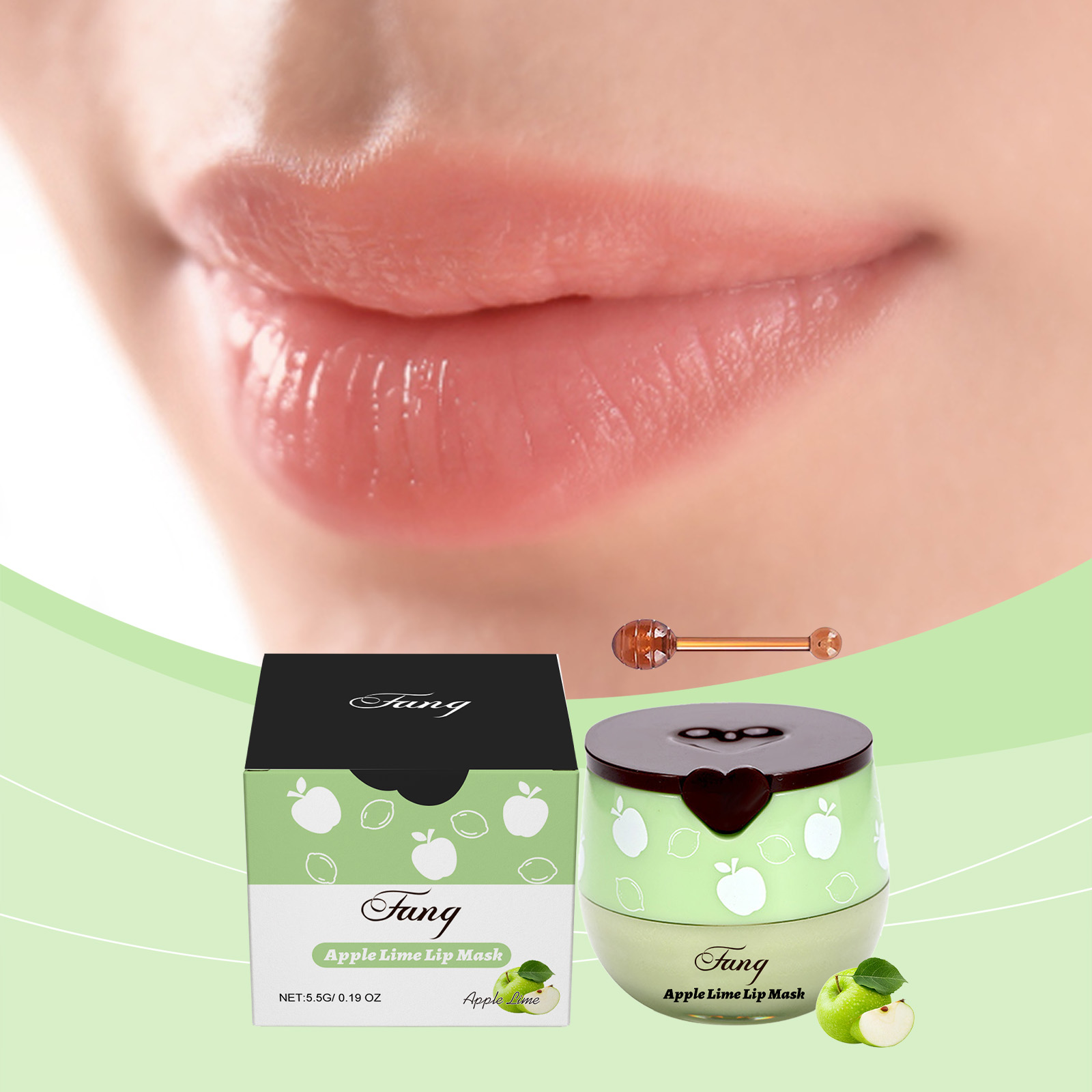 (Green Apple) Green Apple Moisturizing Lip Mask Mild Nourish Soft Lip Skin Fade Lines Daily Coating Care