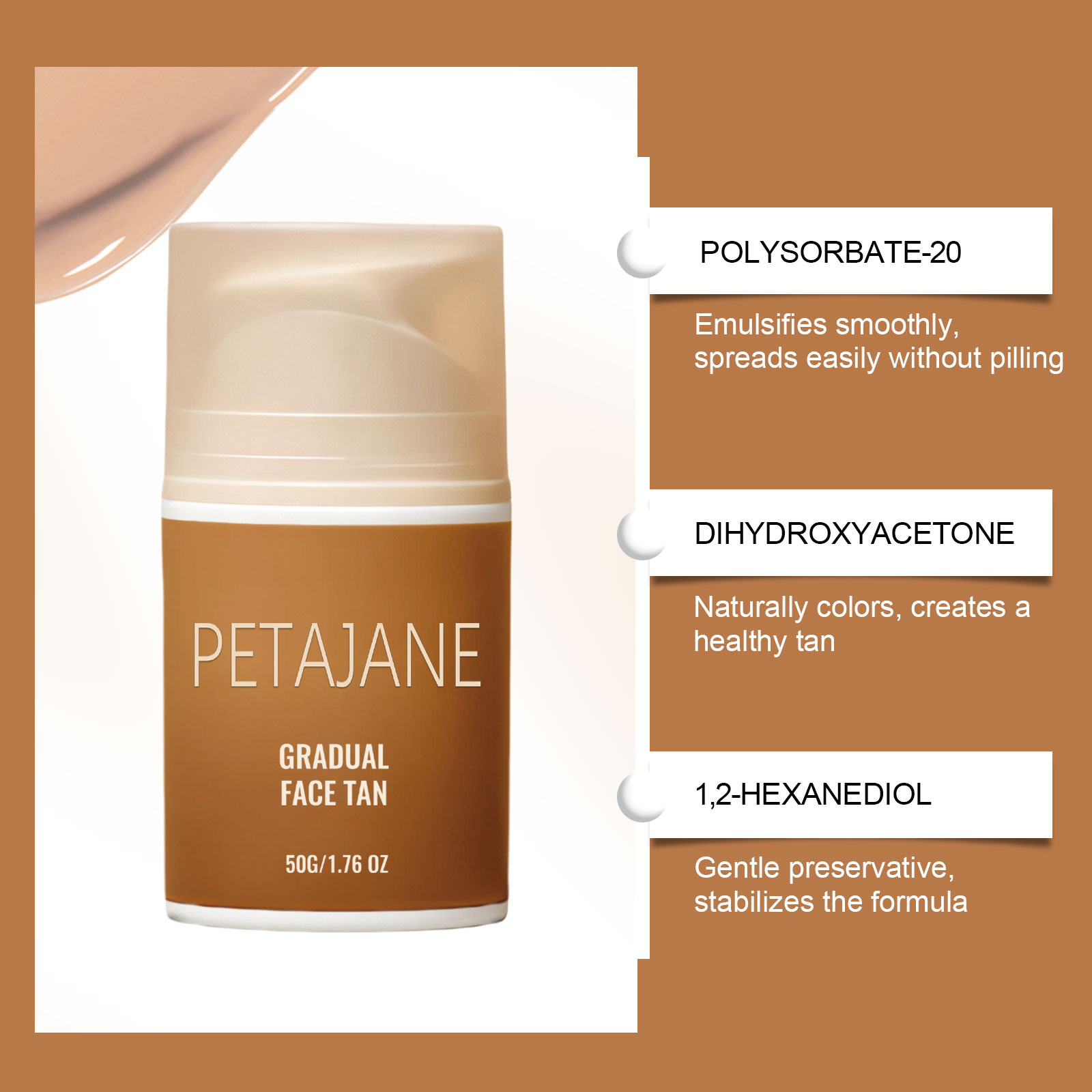 Facial Tanning Lotion Chocolate Bronze Skin Radiance Mild Clear Hydrating All Season Daily Face Care Cream