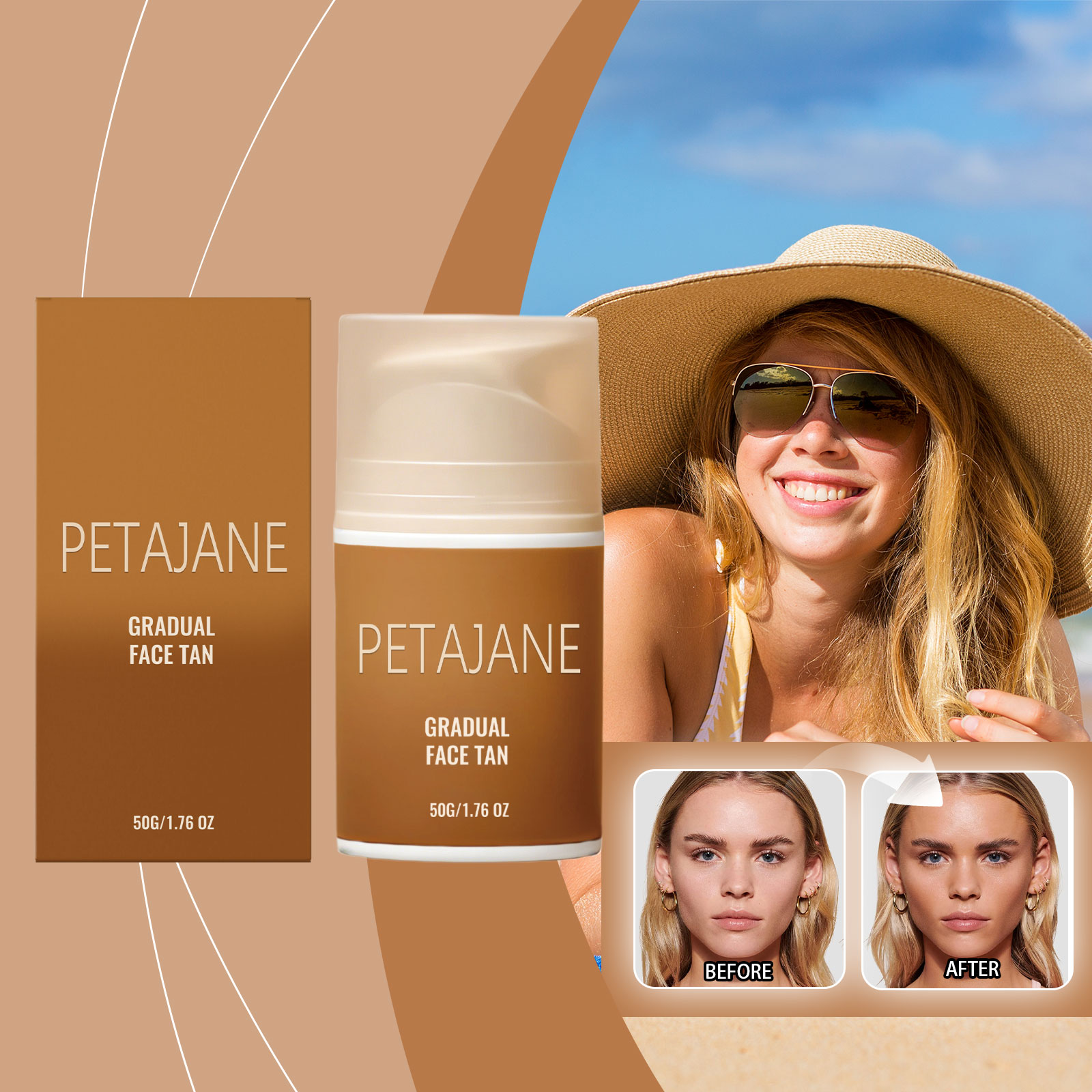 Facial Tanning Lotion Chocolate Bronze Skin Radiance Mild Clear Hydrating All Season Daily Face Care Cream