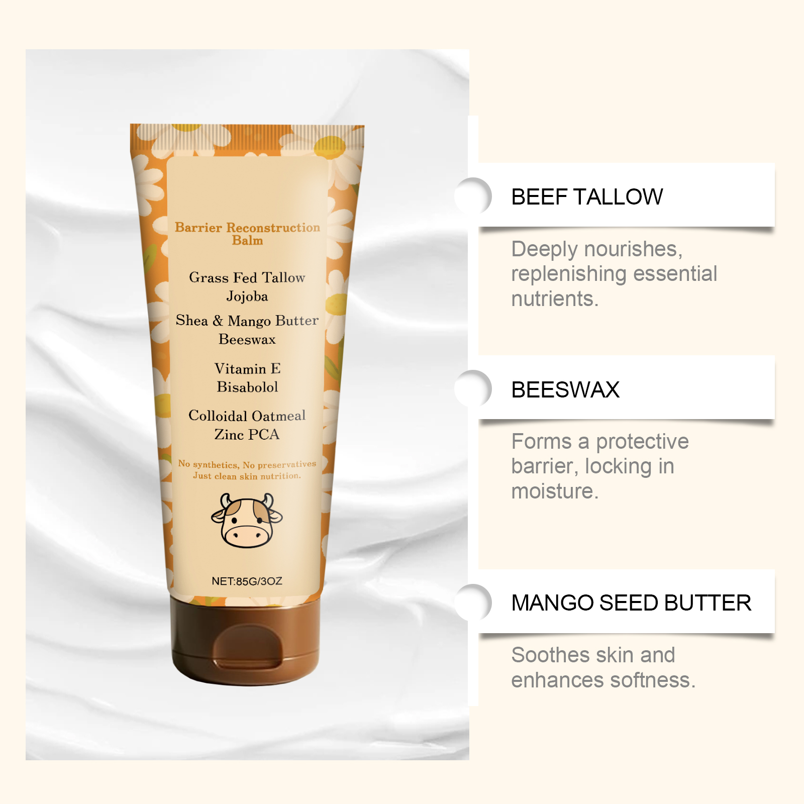 Tallow Skin Cream Fine Texture Hydrating Moisturizing Mild Care Nourish Body Skin Daily Emollient Skincare