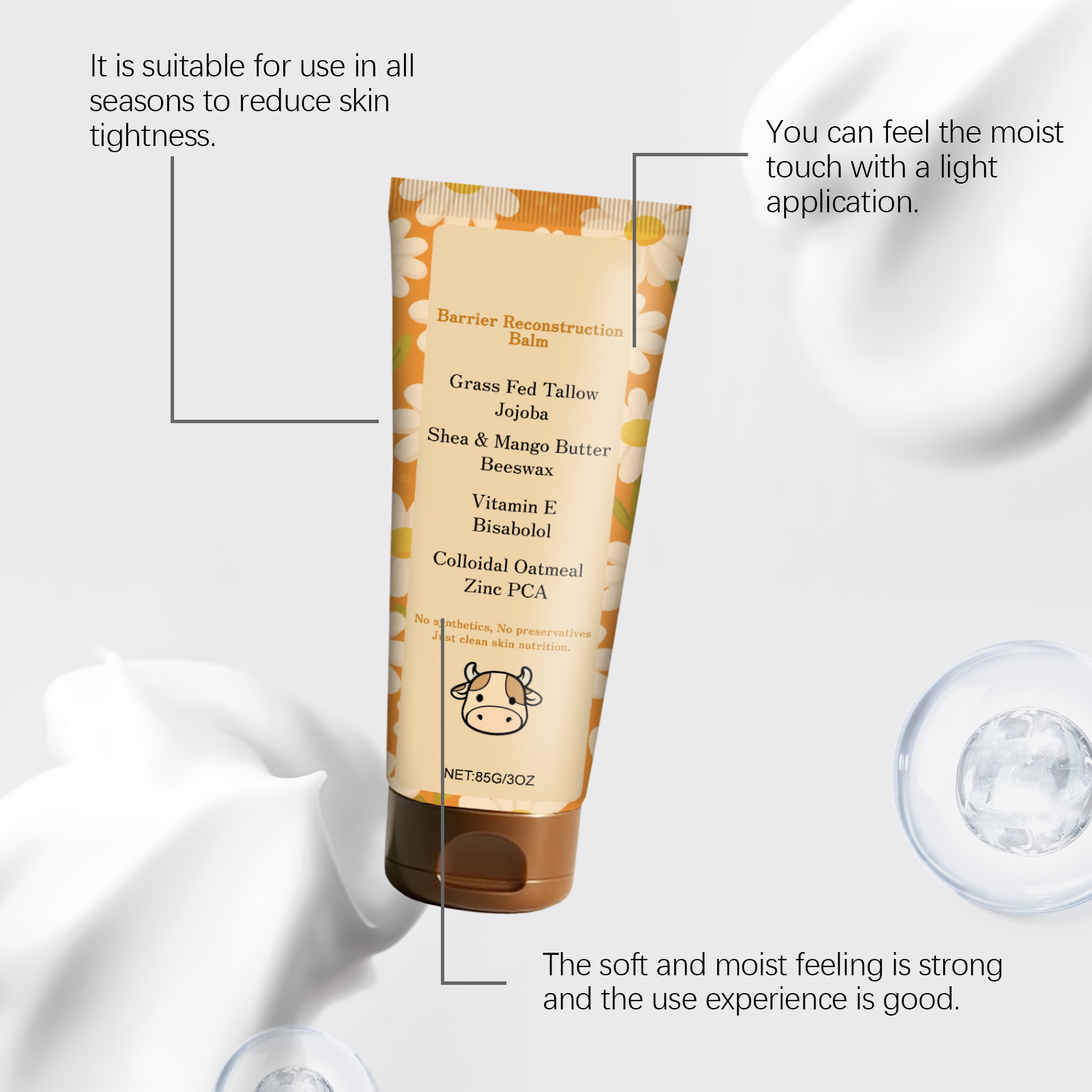 Tallow Skin Cream Fine Texture Hydrating Moisturizing Mild Care Nourish Body Skin Daily Emollient Skincare