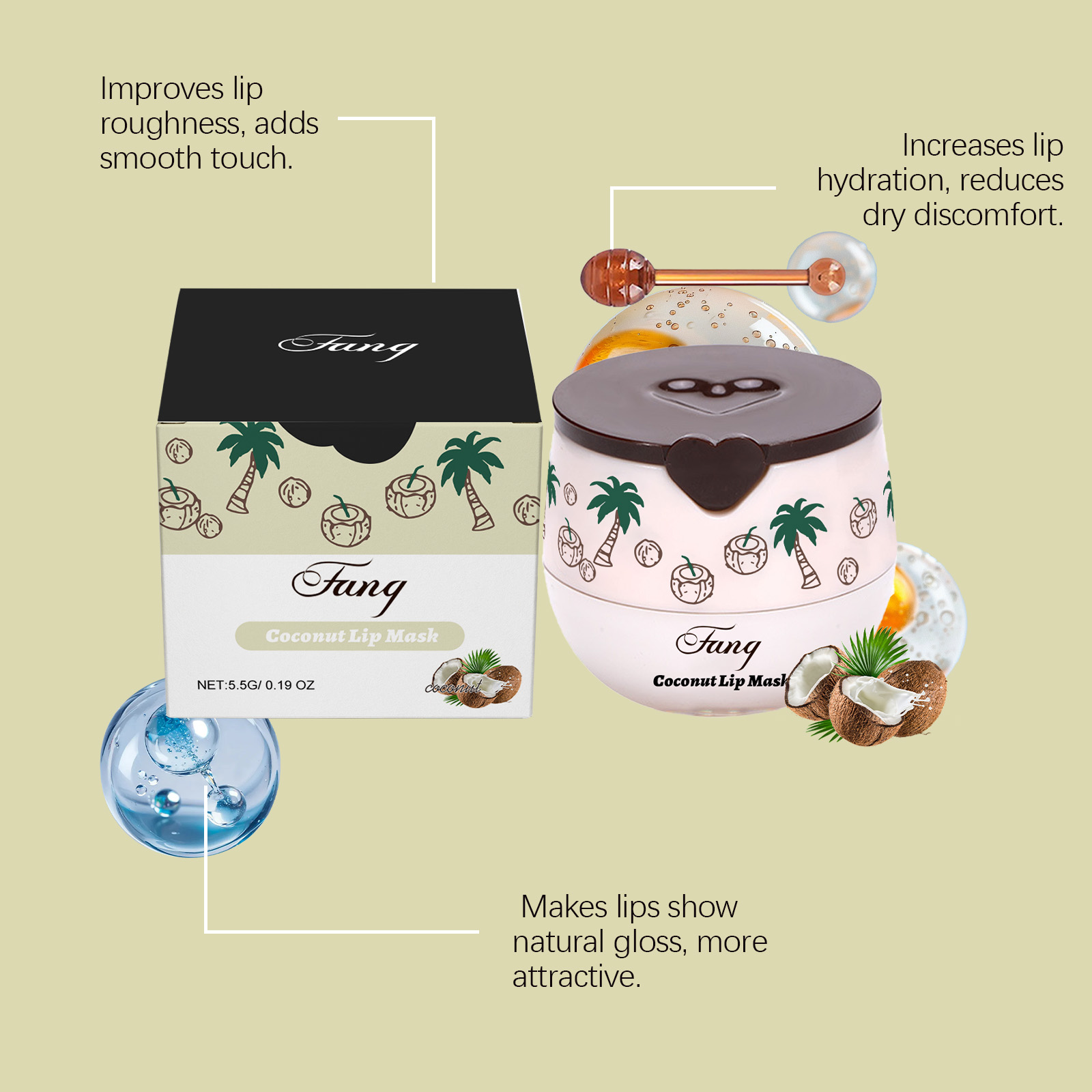 (Green Apple) Green Apple Moisturizing Lip Mask Mild Nourish Soft Lip Skin Fade Lines Daily Coating Care