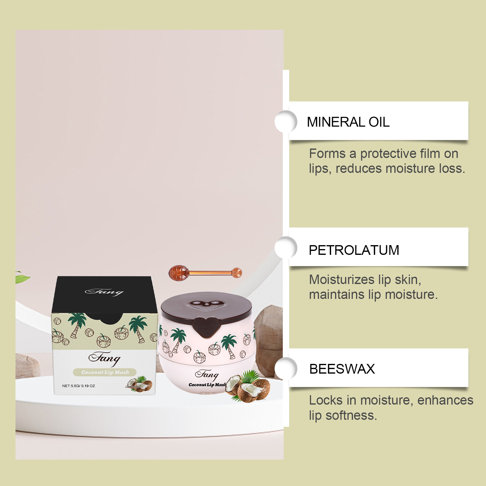 (Green Apple) Green Apple Moisturizing Lip Mask Mild Nourish Soft Lip Skin Fade Lines Daily Coating Care