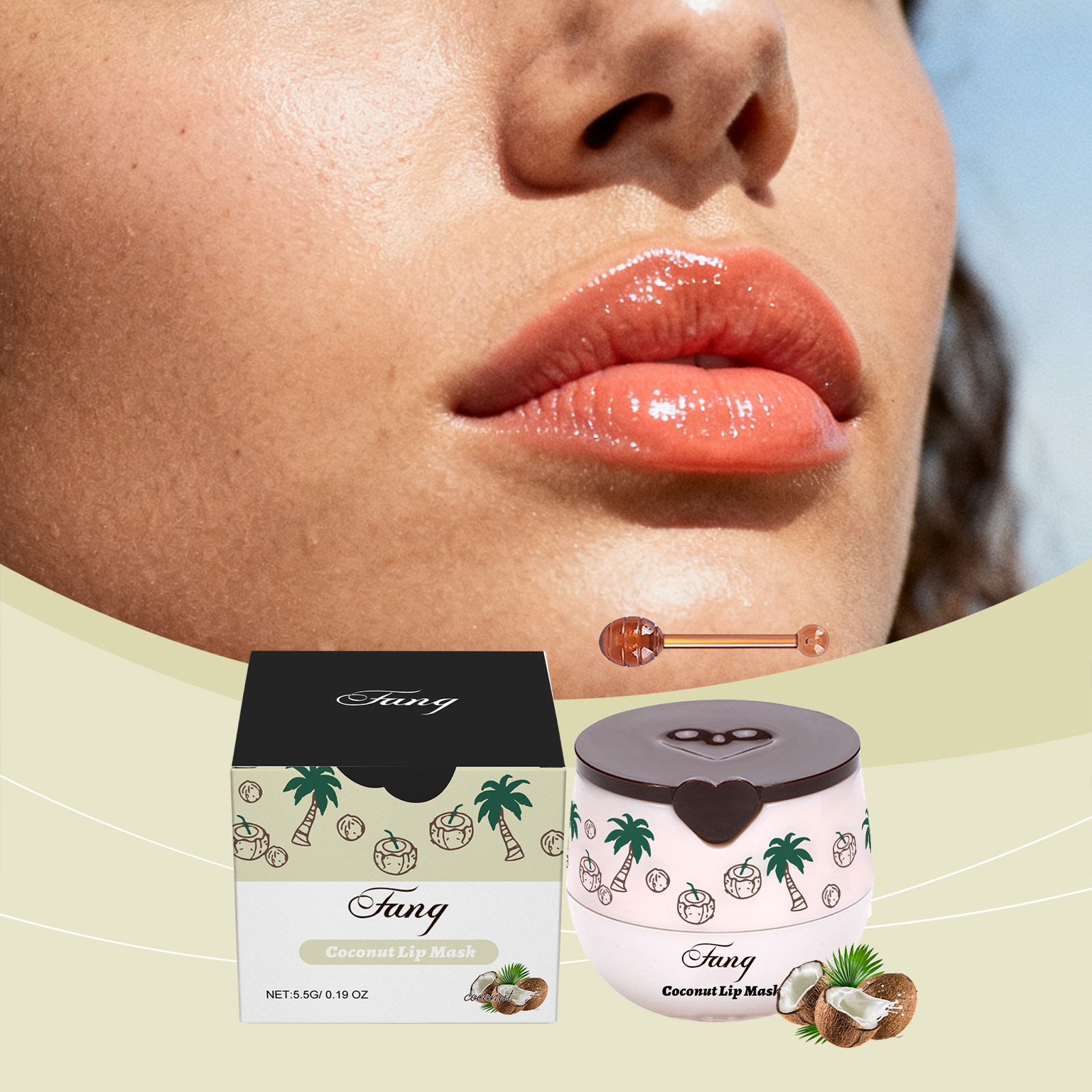 (Green Apple) Green Apple Moisturizing Lip Mask Mild Nourish Soft Lip Skin Fade Lines Daily Coating Care
