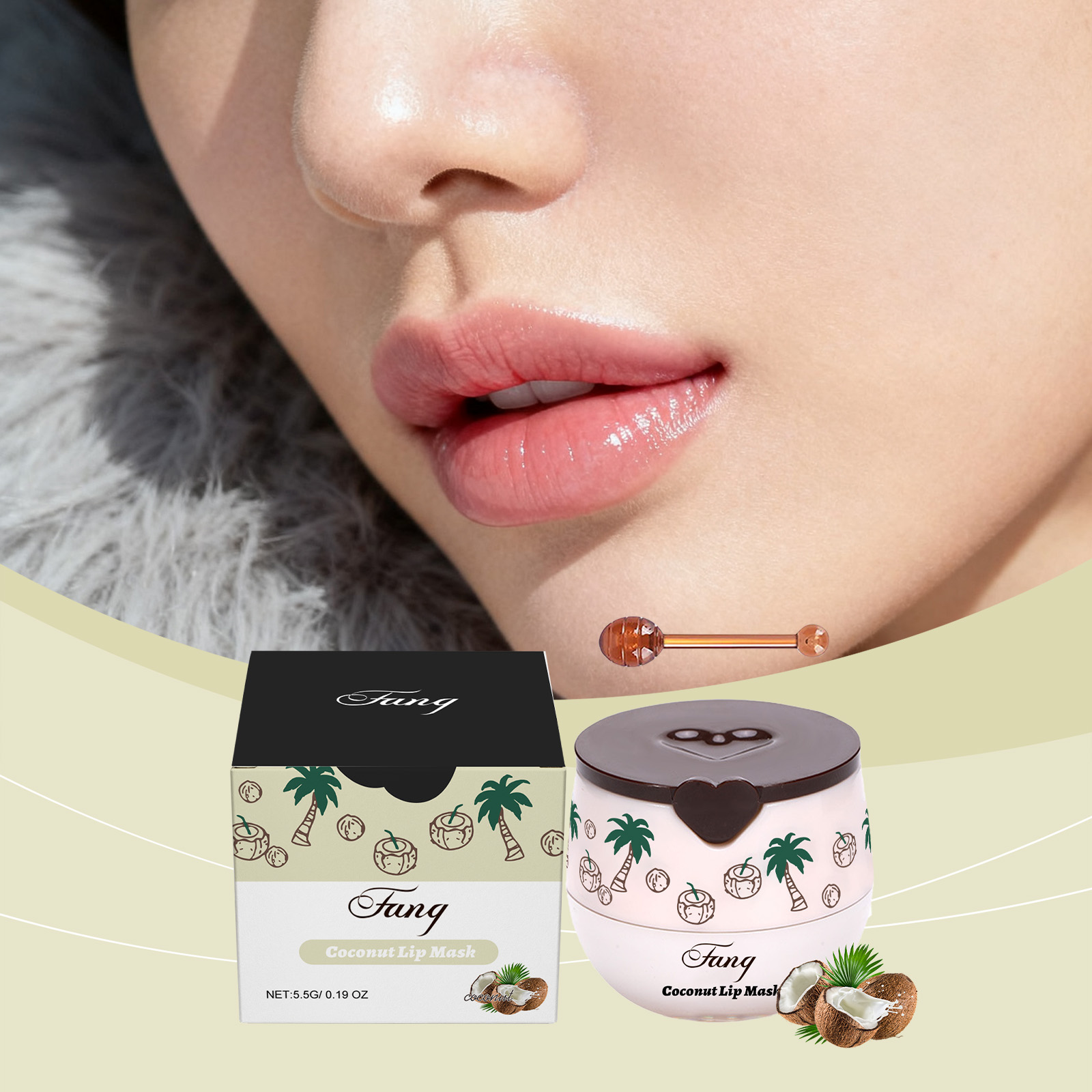 (Green Apple) Green Apple Moisturizing Lip Mask Mild Nourish Soft Lip Skin Fade Lines Daily Coating Care