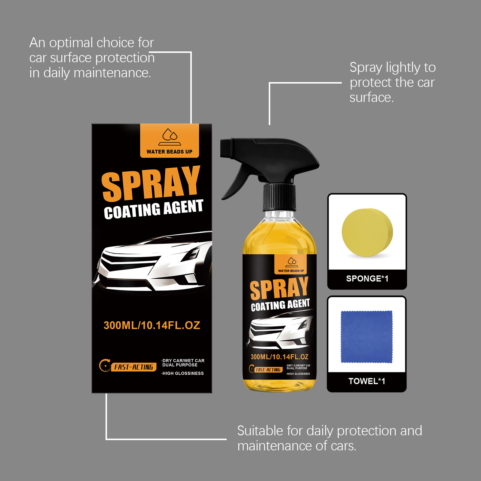 Car Surface Coating Spray Kit Suitable For Wet Dry Vehicle Ceramic Partial Bright Care Remove Spray Water Stain Residue