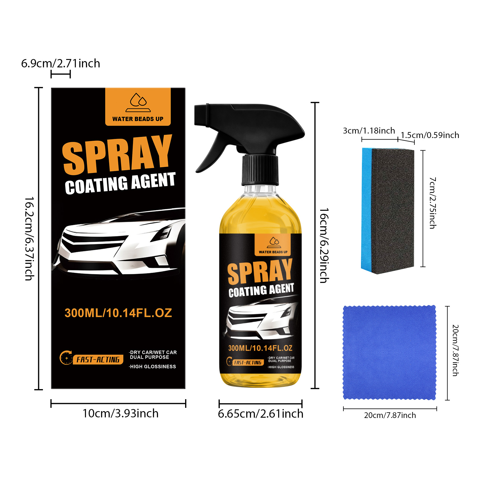 Car Surface Coating Spray Kit Suitable For Wet Dry Vehicle Ceramic Partial Bright Care Remove Spray Water Stain Residue
