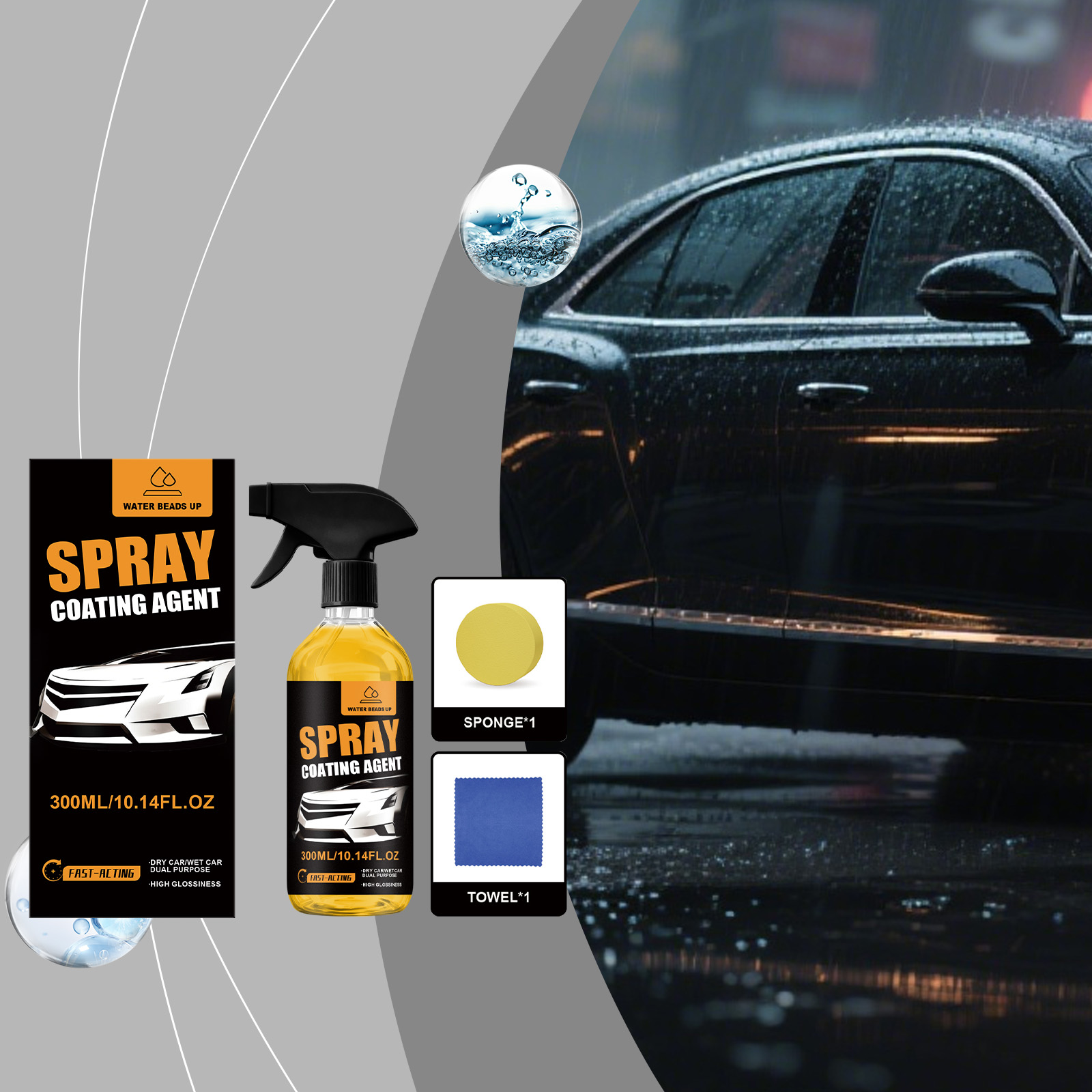 Car Surface Coating Spray Kit Suitable For Wet Dry Vehicle Ceramic Partial Bright Care Remove Spray Water Stain Residue