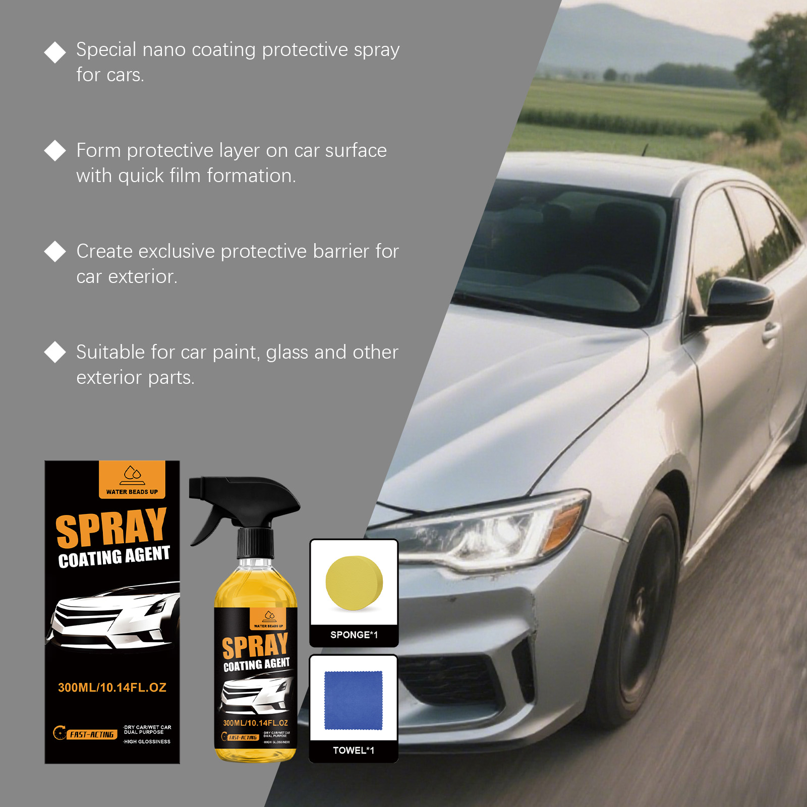 Car Surface Coating Spray Kit Suitable For Wet Dry Vehicle Ceramic Partial Bright Care Remove Spray Water Stain Residue
