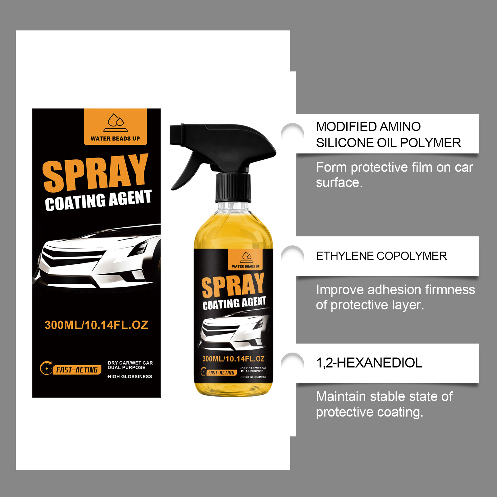 Car Surface Coating Spray Kit Suitable For Wet Dry Vehicle Ceramic Partial Bright Care Remove Spray Water Stain Residue