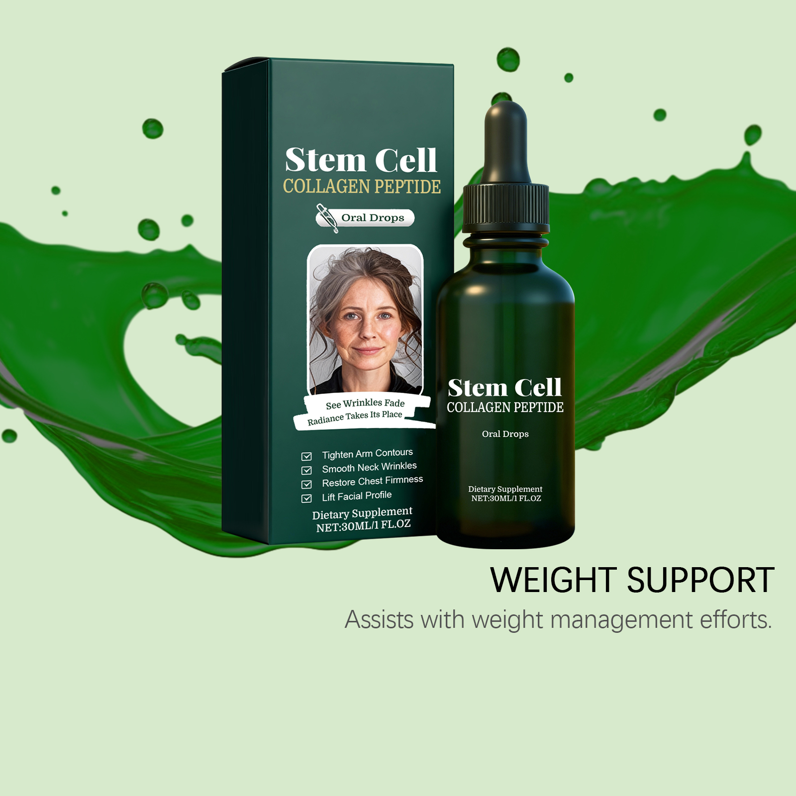 Light Smooth Collagen Peptide Drops Mild Care Boost Body Contour Elasticity Daily Nutritional Supplement