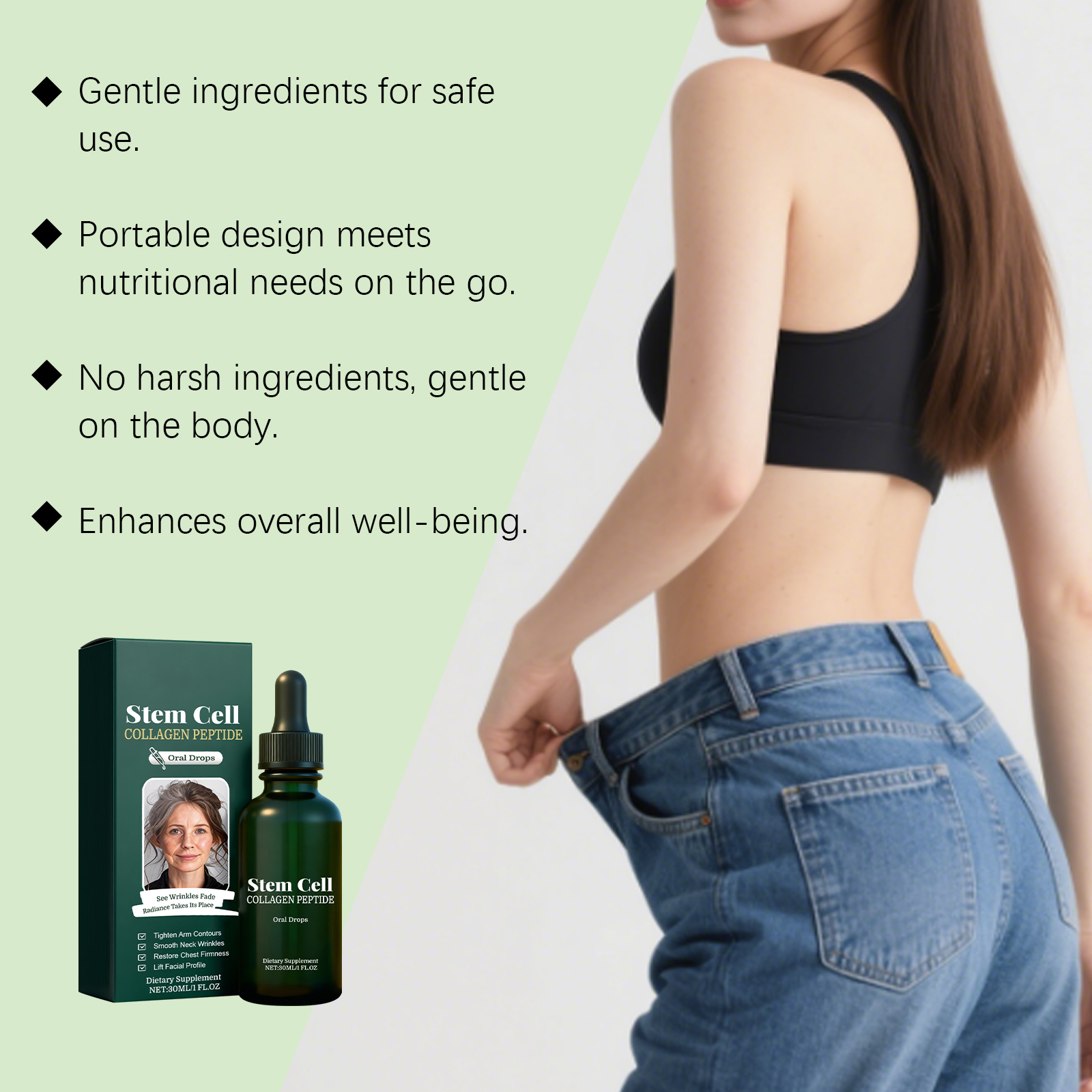 Light Smooth Collagen Peptide Drops Mild Care Boost Body Contour Elasticity Daily Nutritional Supplement