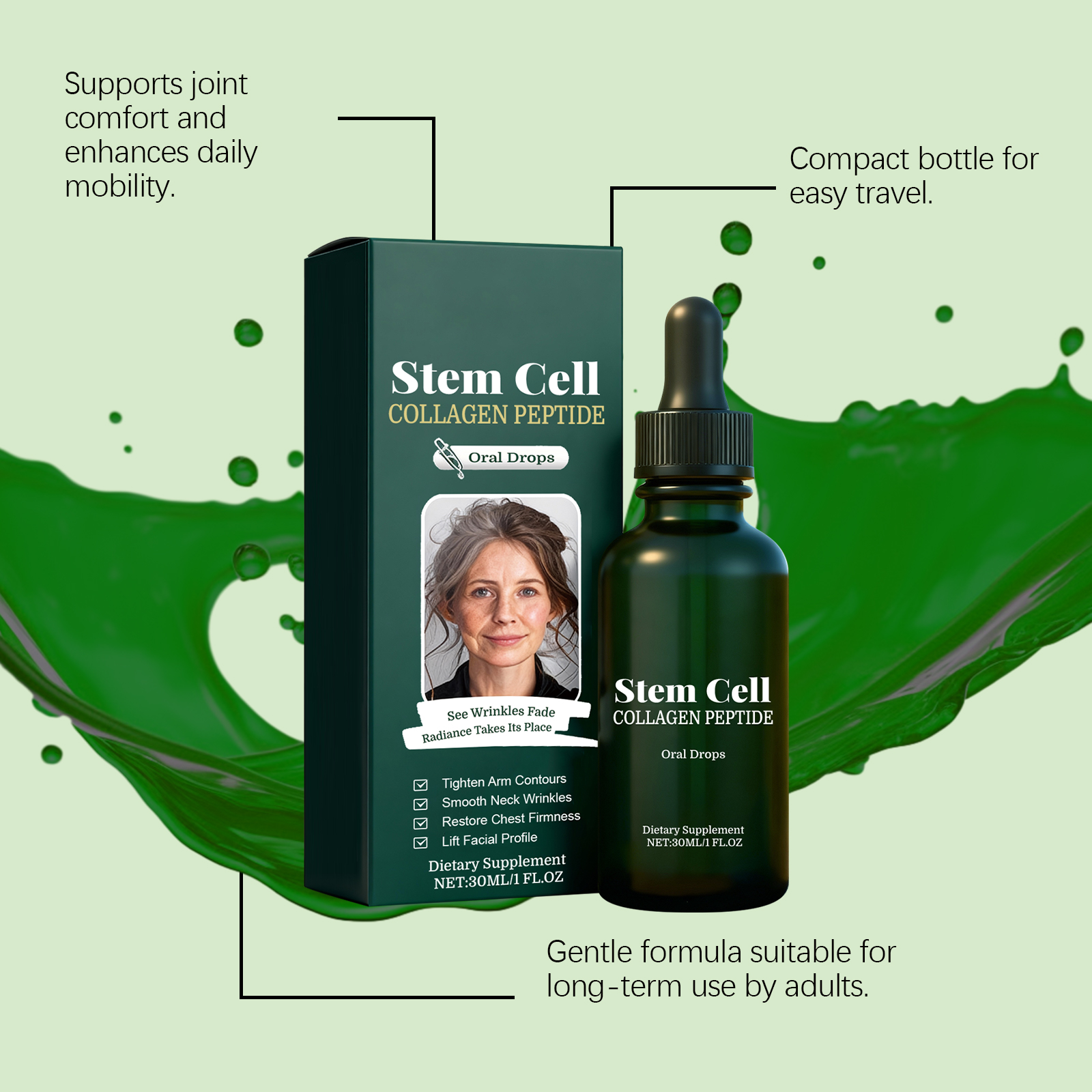 Light Smooth Collagen Peptide Drops Mild Care Boost Body Contour Elasticity Daily Nutritional Supplement