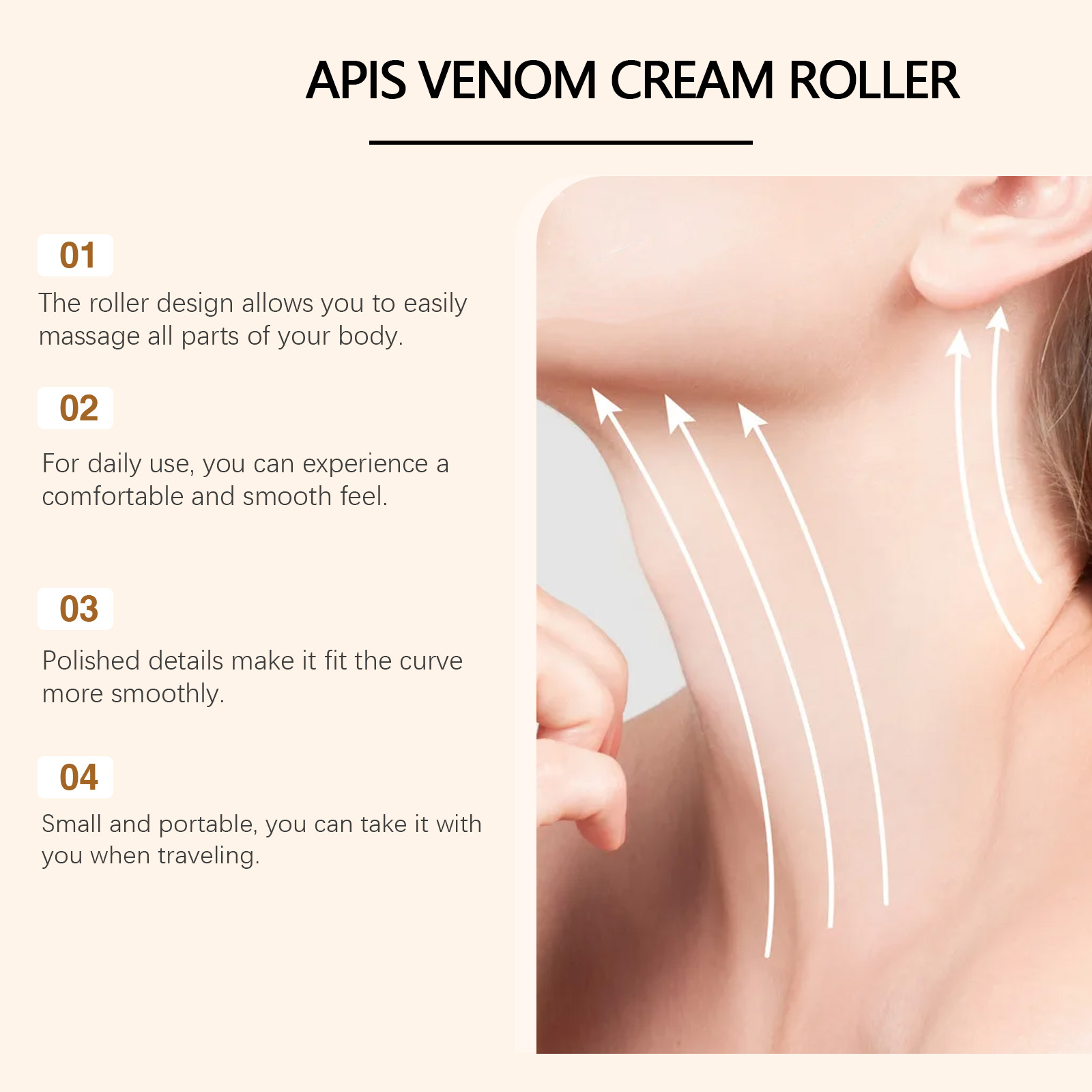 Neck Roller Cream Elastic Hydrating Firming Skin Care For Face Neck Body Contour Moisturizing Treatment