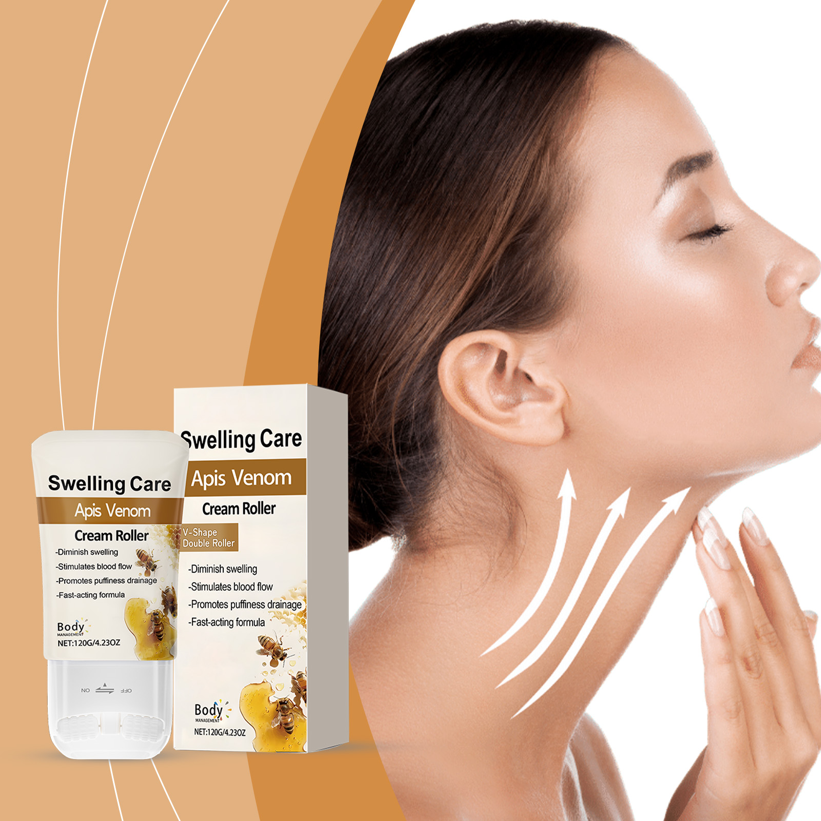 Neck Roller Cream Elastic Hydrating Firming Skin Care For Face Neck Body Contour Moisturizing Treatment