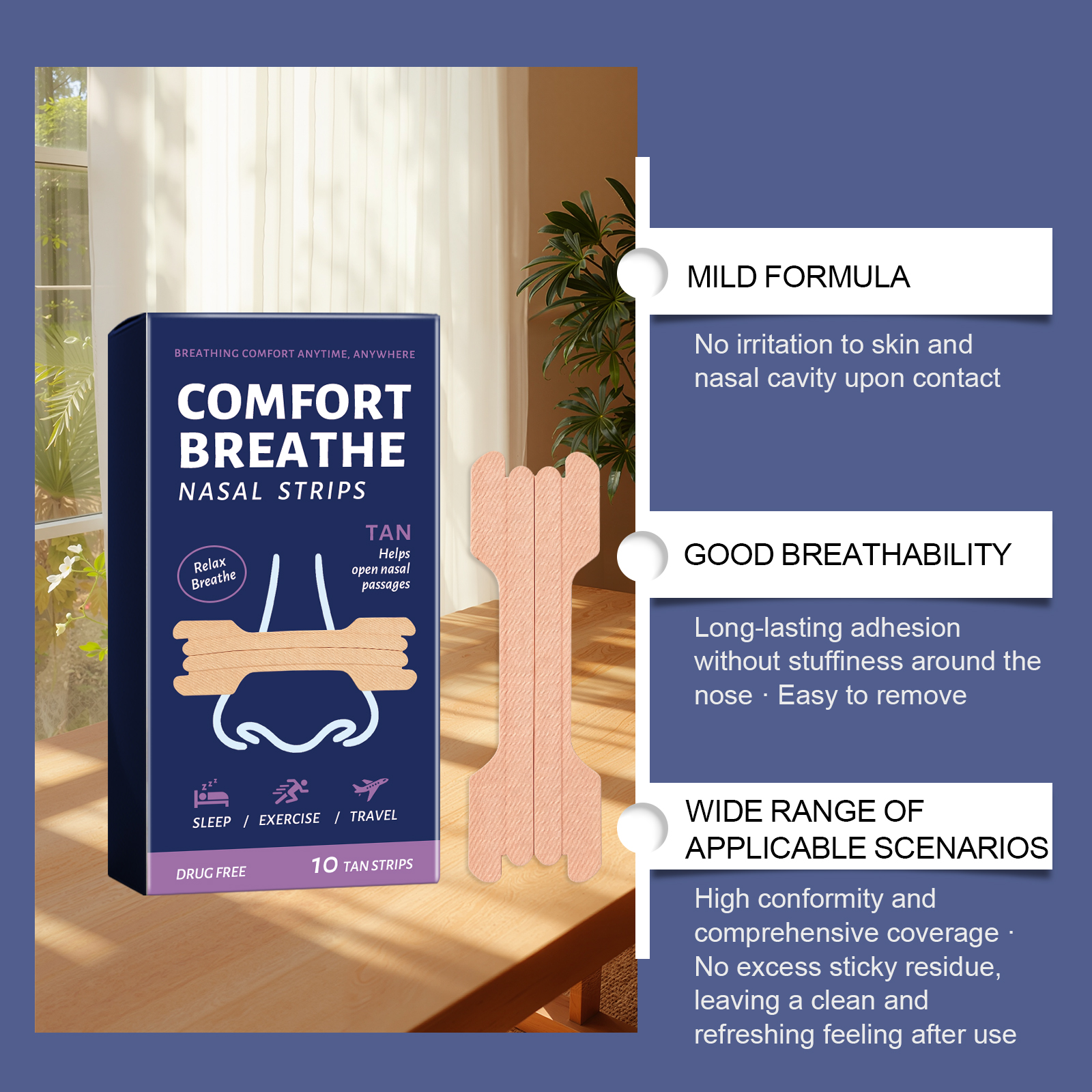 Comfort Breath Nose Patch Mild Natural Fit Skin Clean Fresh Nasal Daily Care