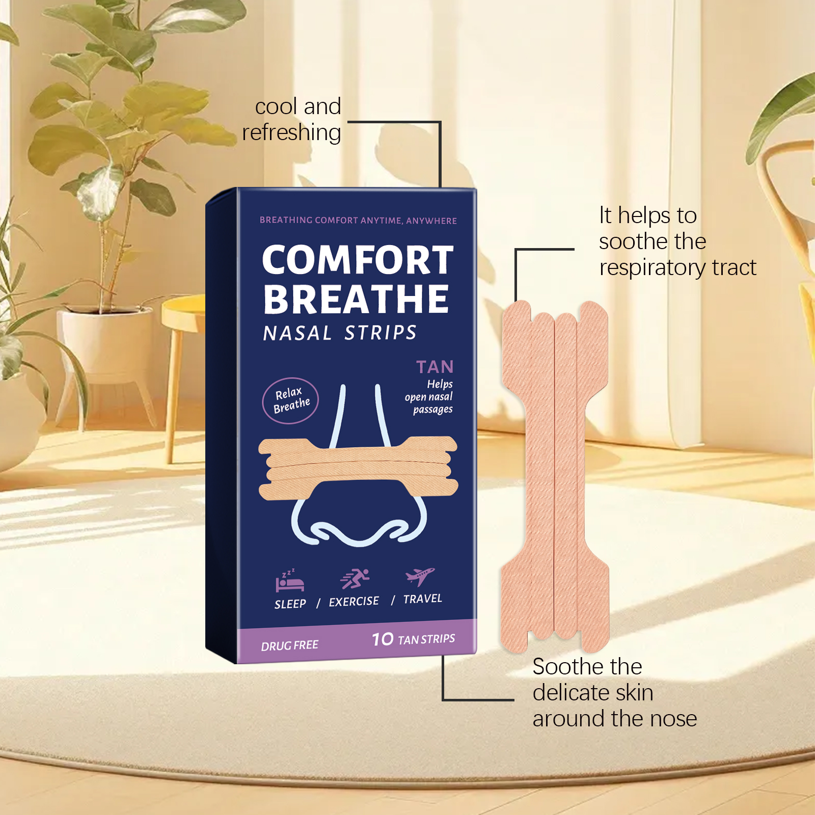 Comfort Breath Nose Patch Mild Natural Fit Skin Clean Fresh Nasal Daily Care