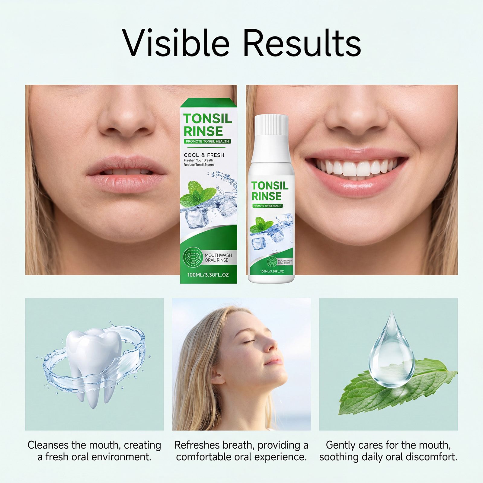 Mint Fresh Mouthwash Contains Mint Ingredient Protect Oral Cavity Comfortably Freshen Breath Care