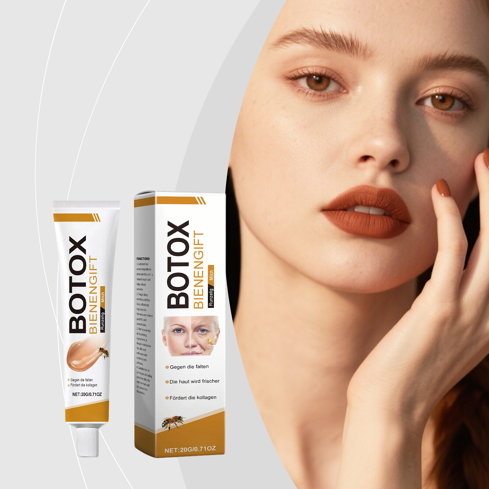 Bee Venom Moisturizing Cream Mild Nourishing Hydrating Non Sticky Facial Skin Care Lotion