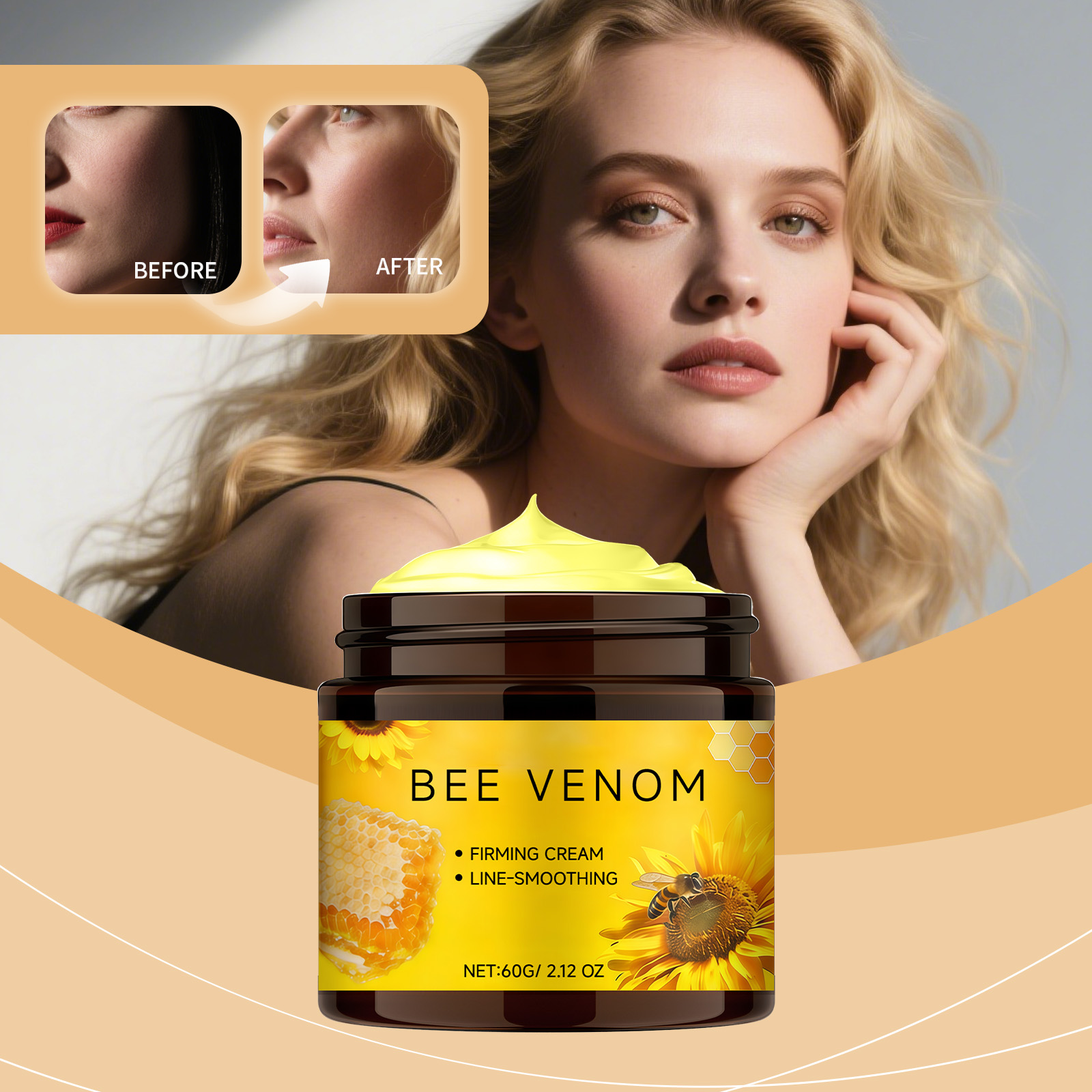 Bee Venom Care Cream Daily Moisturizing Hydrating Light Texture Easy Absorb Facial Skin Care