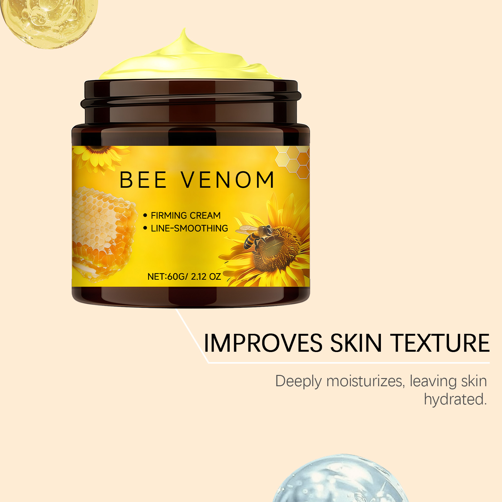Bee Venom Care Cream Daily Moisturizing Hydrating Light Texture Easy Absorb Facial Skin Care