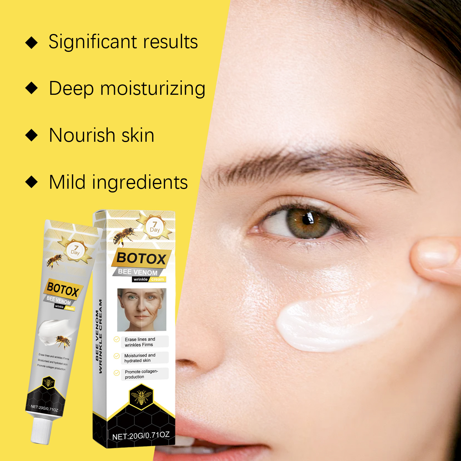 Bee Venom Care Cream Mild Facial Moisturizing Tender Smooth Firming Skin Delicate Hydrating Brightening Replenishing Water Face Lotion