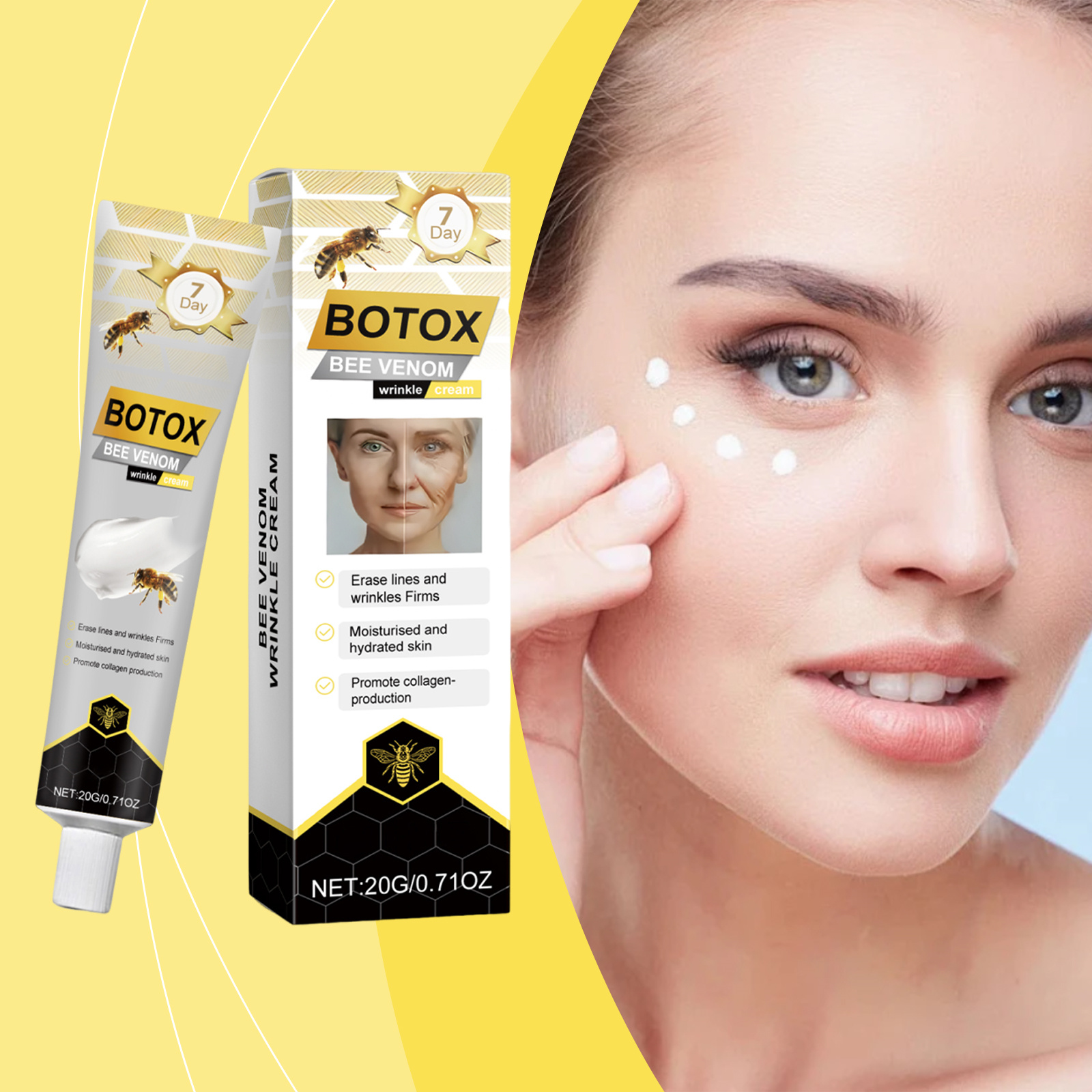 Bee Venom Care Cream Mild Facial Moisturizing Tender Smooth Firming Skin Delicate Hydrating Brightening Replenishing Water Face Lotion