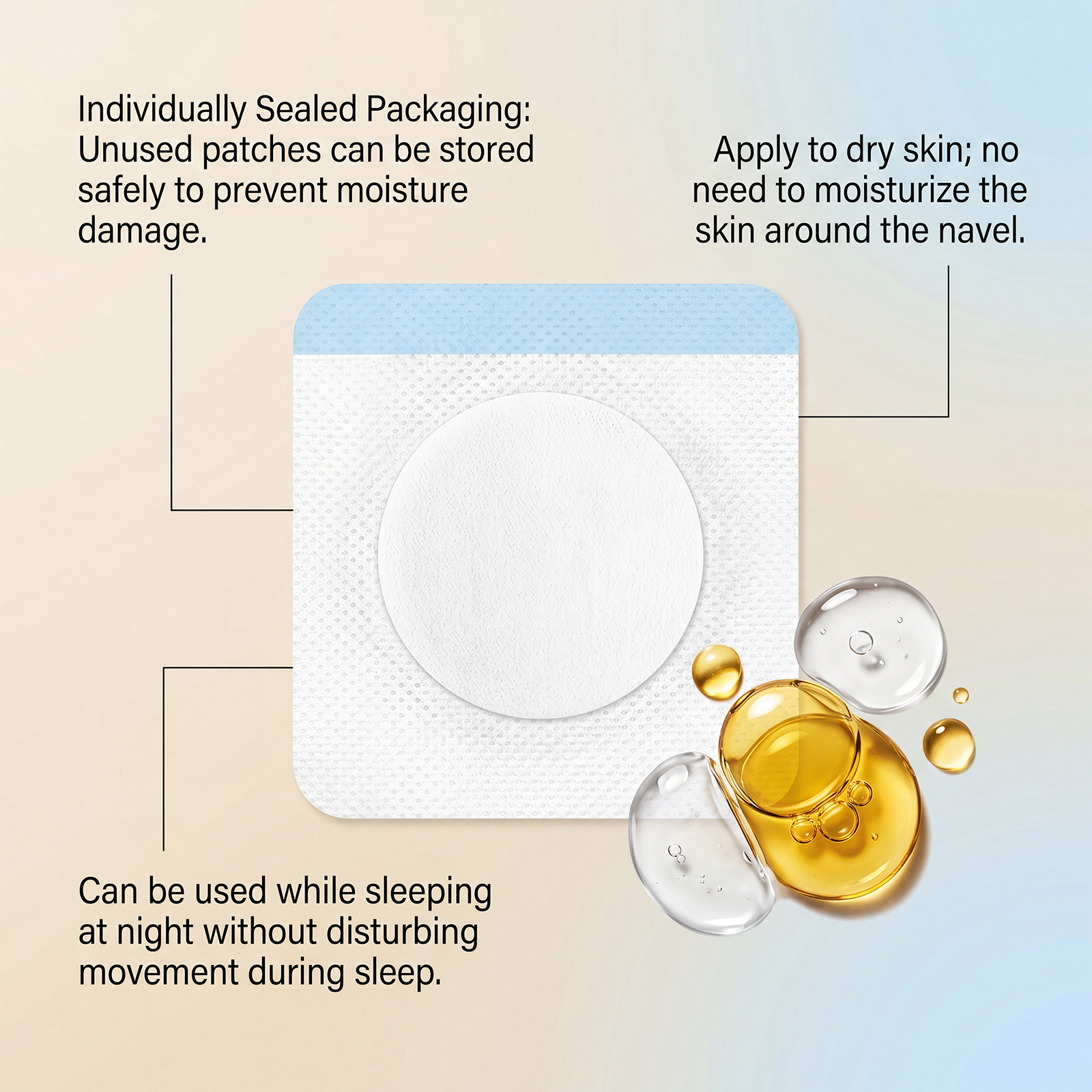 Castor Oil Navel Patch Mild Moisturizing Care Body Light Daily Shape Line Navel Care Sticker