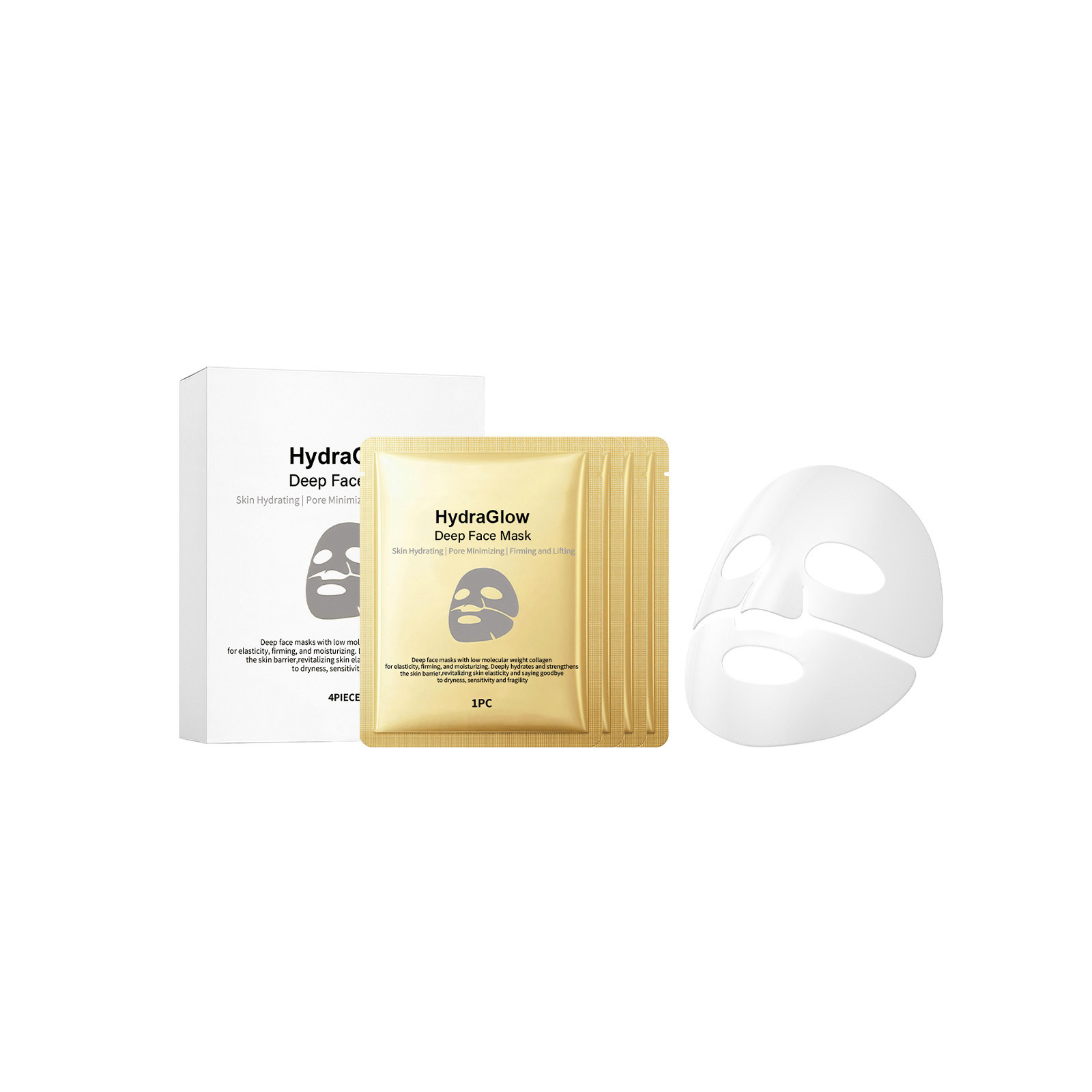 Collagen Facial Mask Boxed Brighten Skin Tone Glossy Delicate Soft Nourish Elastic Skin Hydrate Facial Mask
