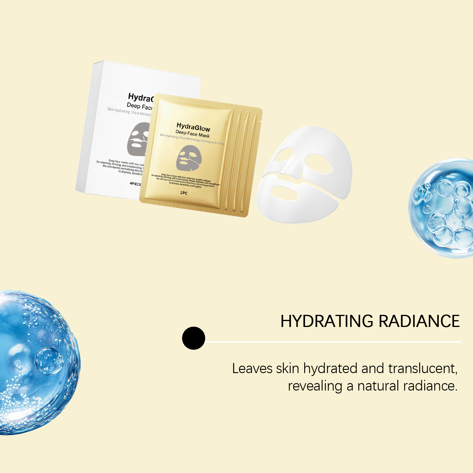 Collagen Facial Mask Boxed Brighten Skin Tone Glossy Delicate Soft Nourish Elastic Skin Hydrate Facial Mask