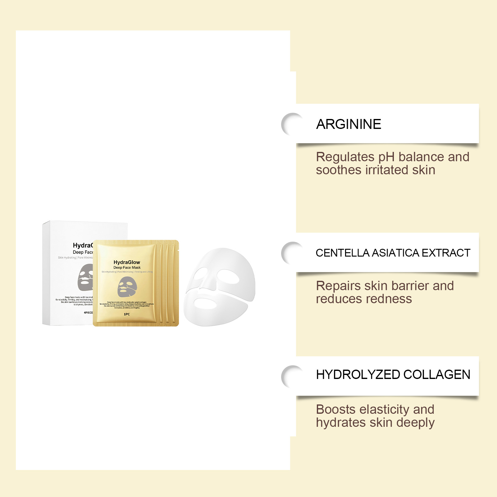 Collagen Facial Mask Boxed Brighten Skin Tone Glossy Delicate Soft Nourish Elastic Skin Hydrate Facial Mask