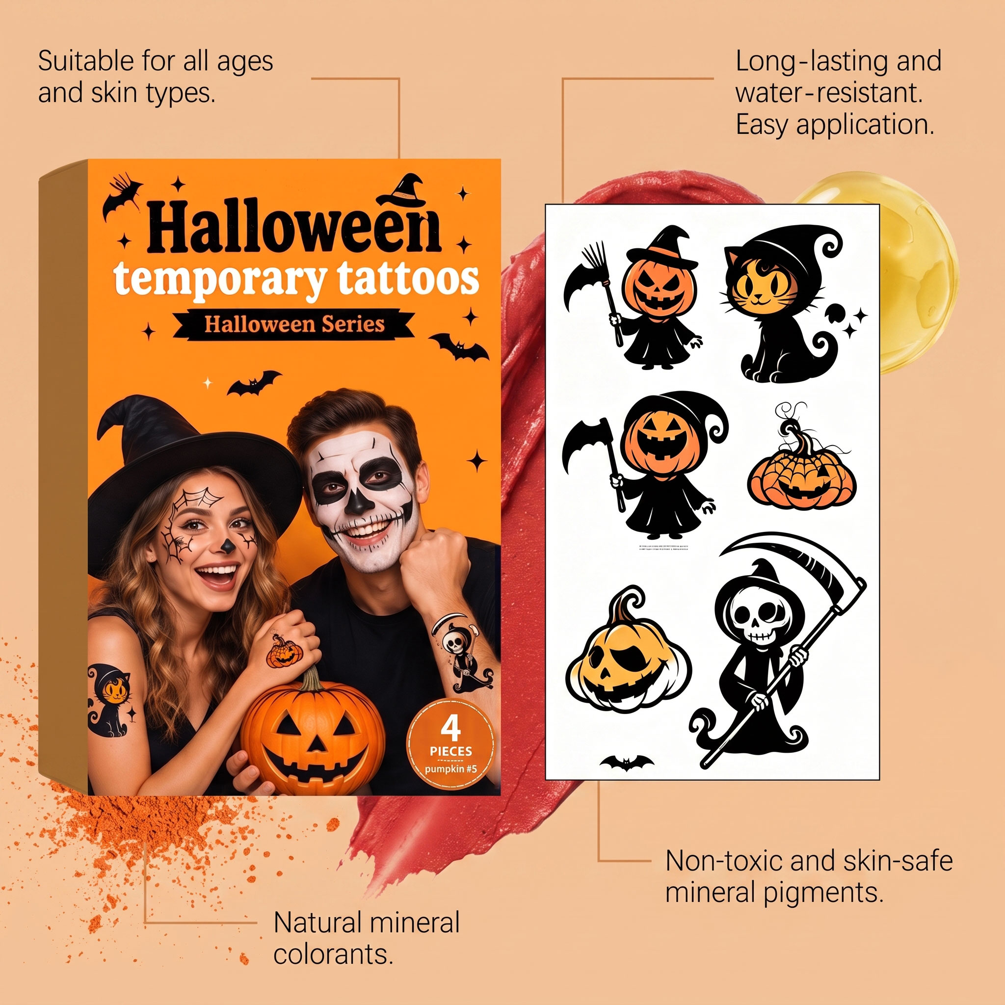 Halloween Tattoo Sticker High Definition Rendering Skin Friendly Gentle Protection Pure Full Festival Atmosphere