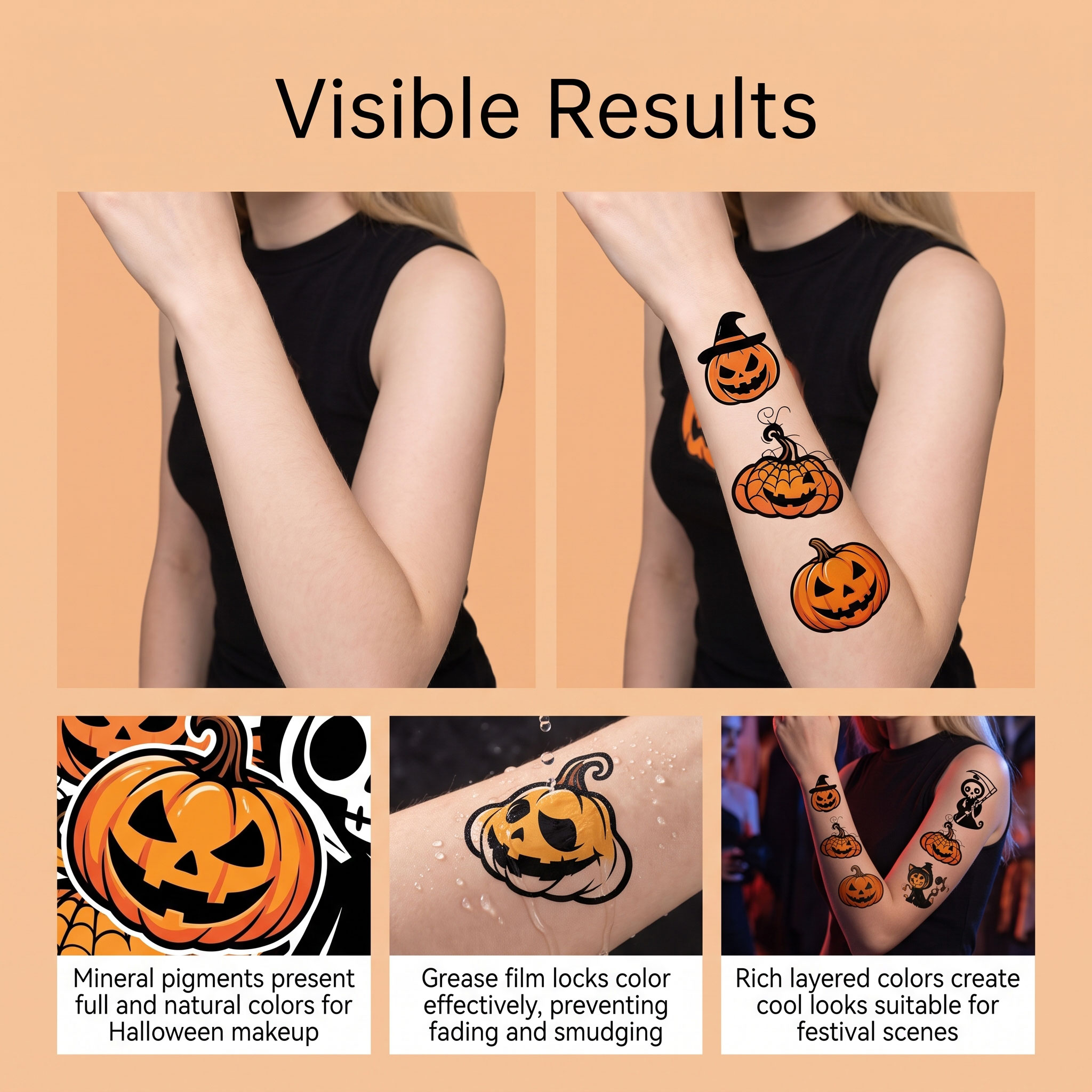Halloween Tattoo Sticker High Definition Rendering Skin Friendly Gentle Protection Pure Full Festival Atmosphere