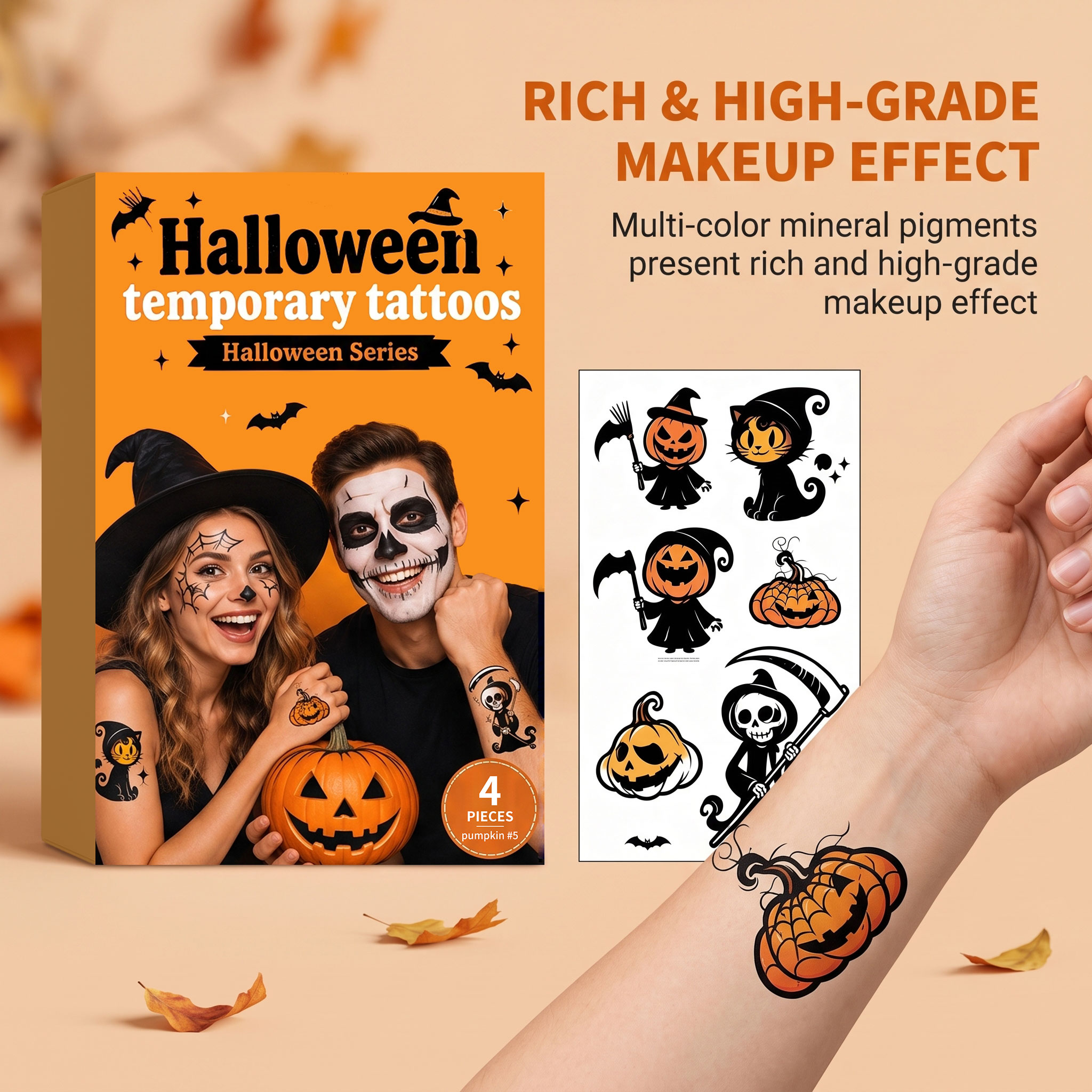 Halloween Tattoo Sticker High Definition Rendering Skin Friendly Gentle Protection Pure Full Festival Atmosphere